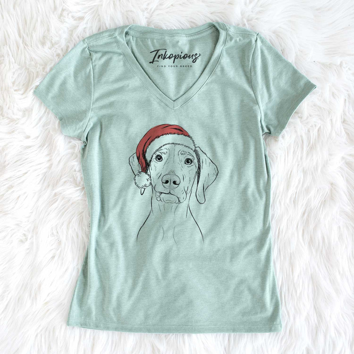 Santa Pawley the Vizsla - Women's V-neck Shirt