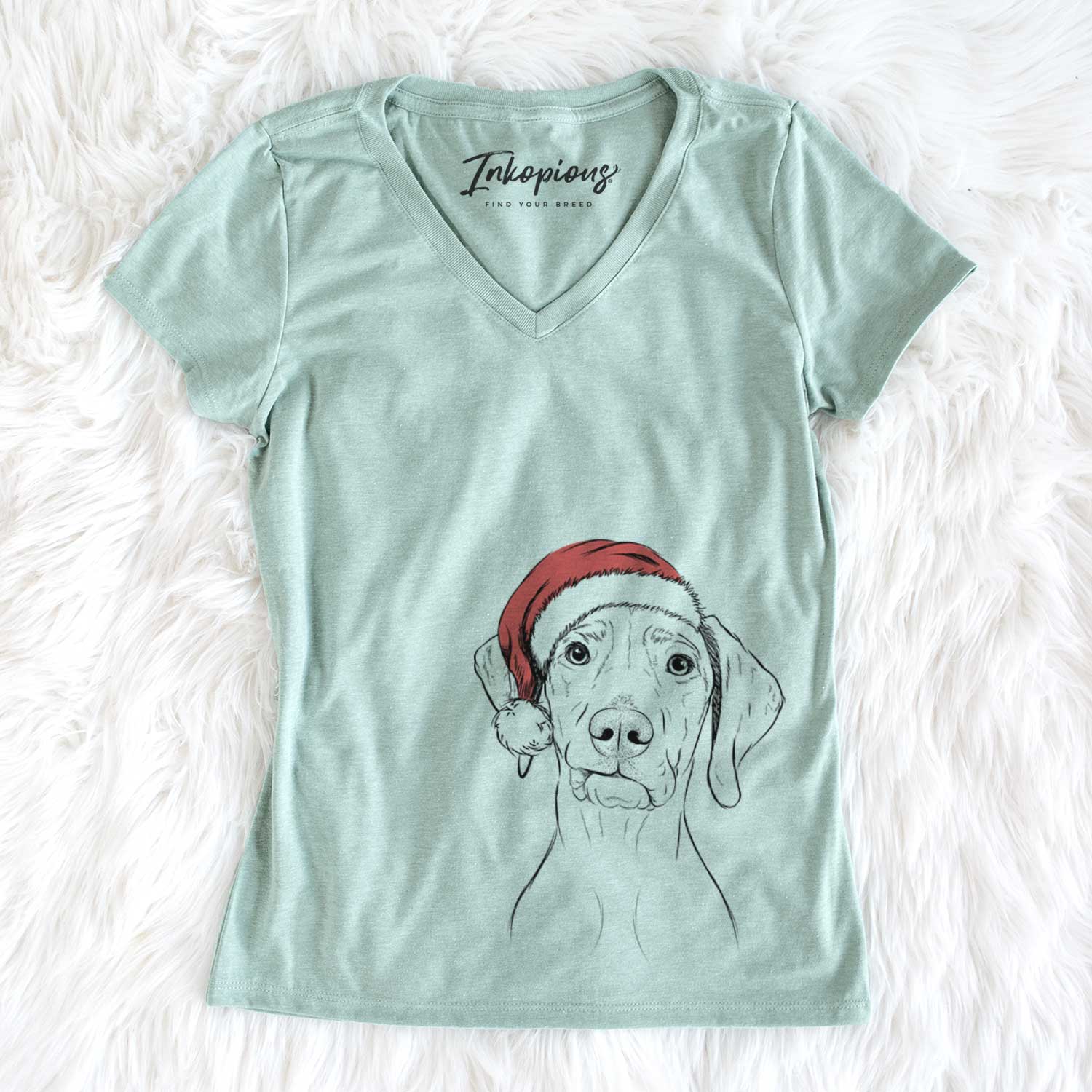 Santa Pawley the Vizsla - Women's V-neck Shirt