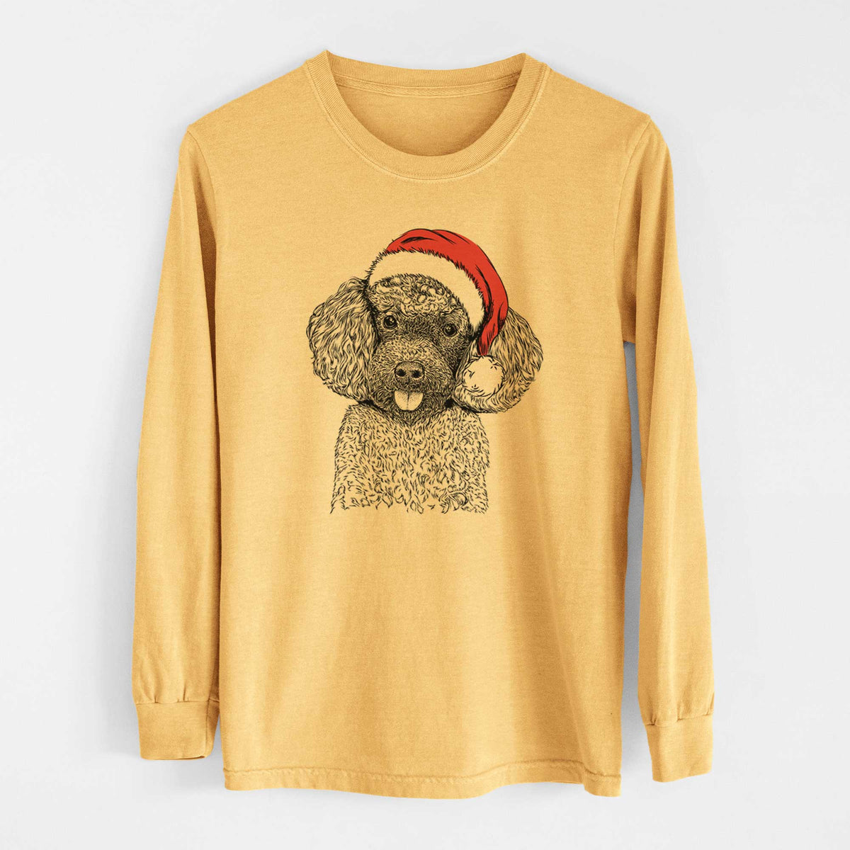 Santa George the Toy Poodle - Heavyweight 100% Cotton Long Sleeve