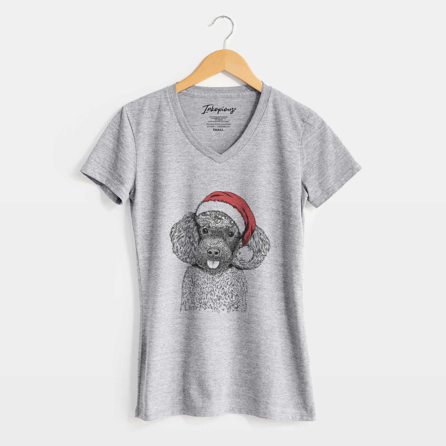 Santa George the Toy Poodle - Women's V-neck Shirt