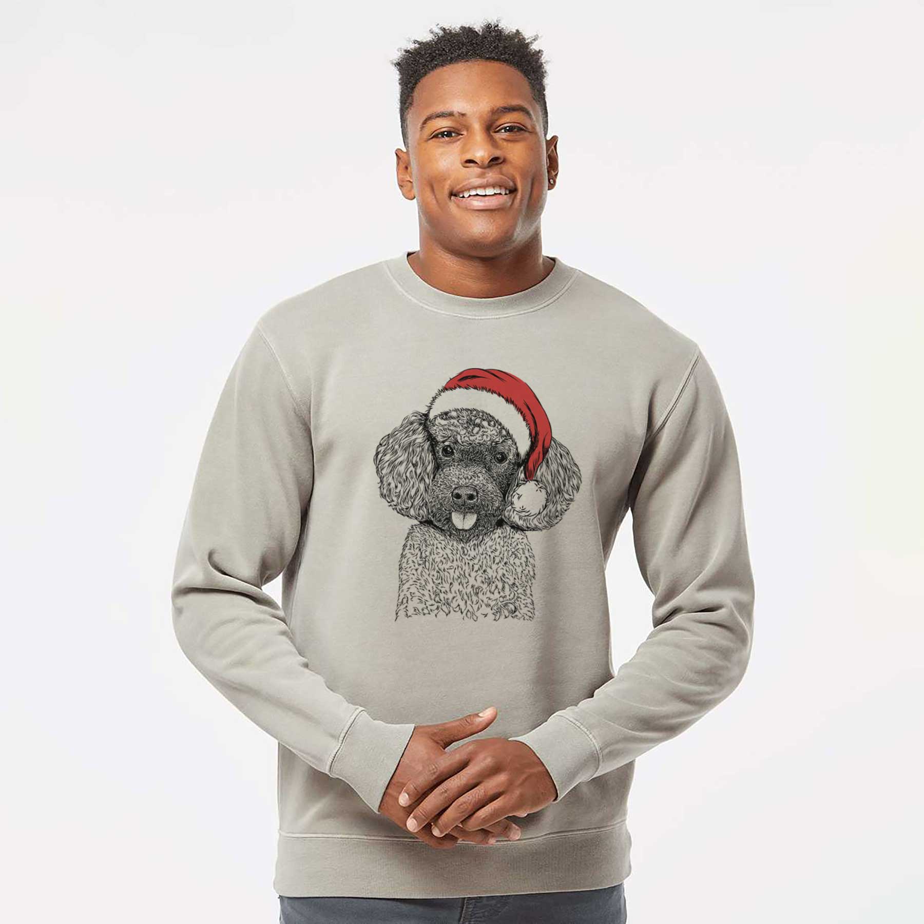 Santa George the Toy Poodle - Unisex Pigment Dyed Crew Sweatshirt