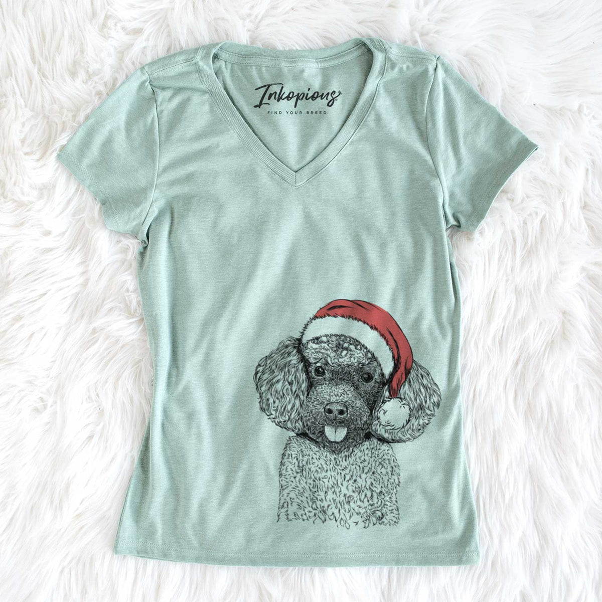 Santa George the Toy Poodle - Women&#39;s V-neck Shirt