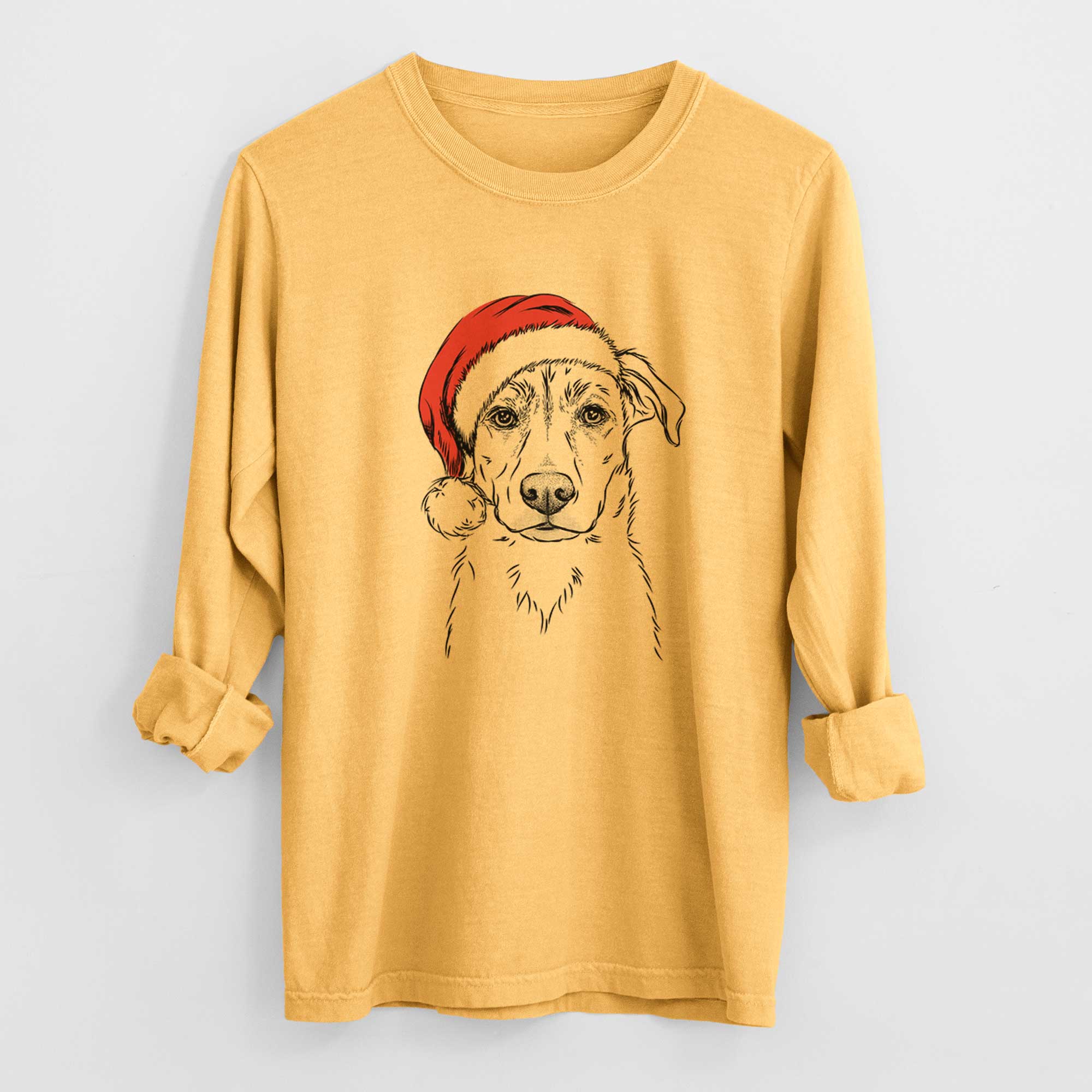 Santa Peanut the Lab Mix - Heavyweight 100% Cotton Long Sleeve