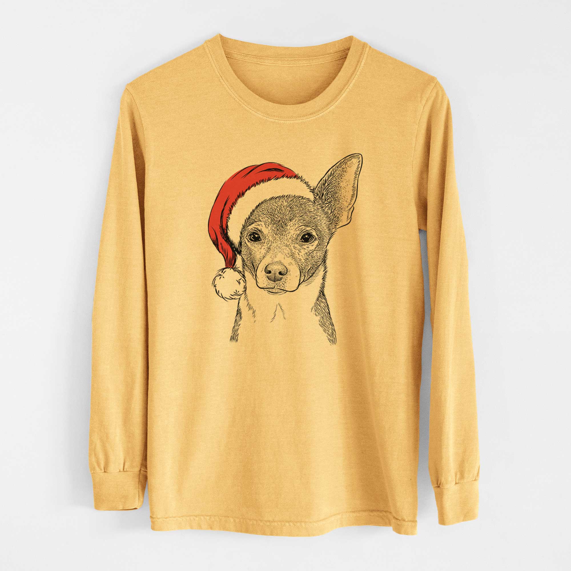 Santa Peanut the Chihuahua - Heavyweight 100% Cotton Long Sleeve