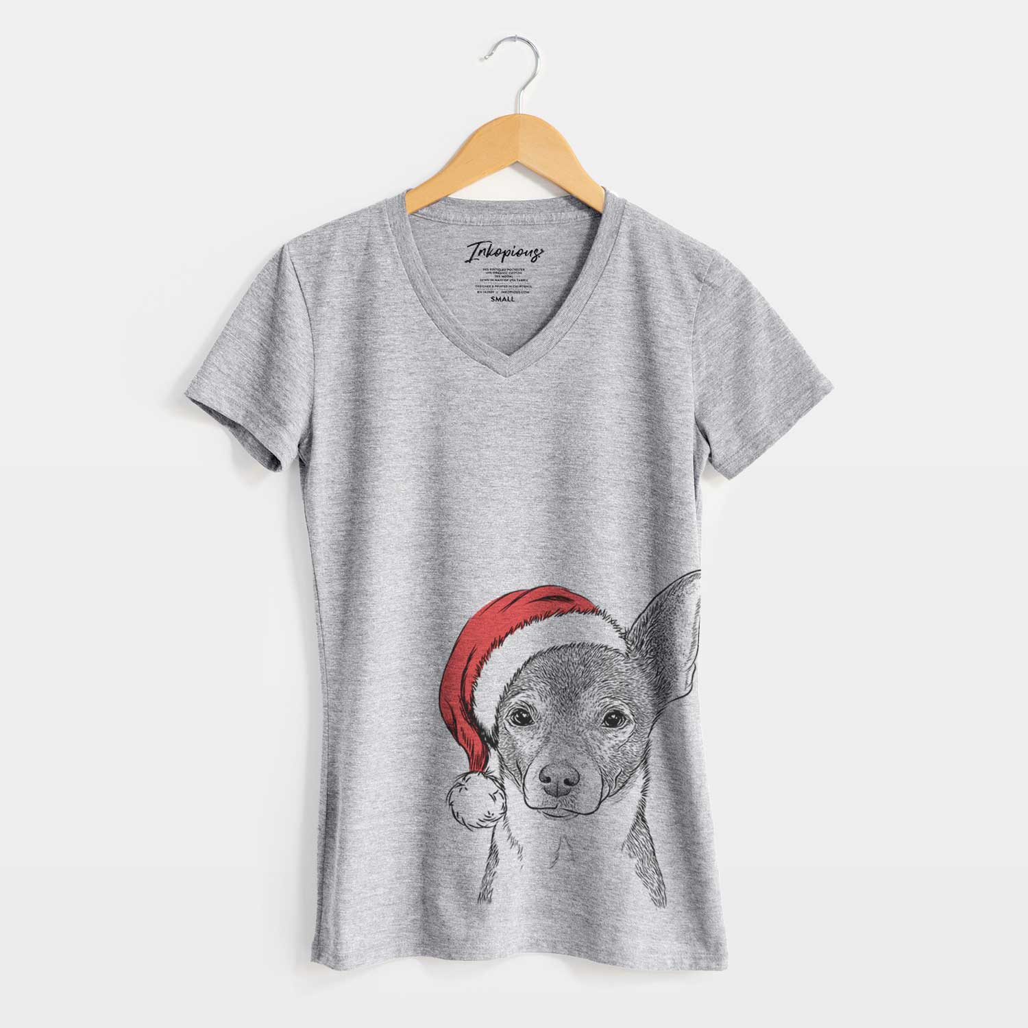 Santa Peanut the Chihuahua - Women's V-neck Shirt