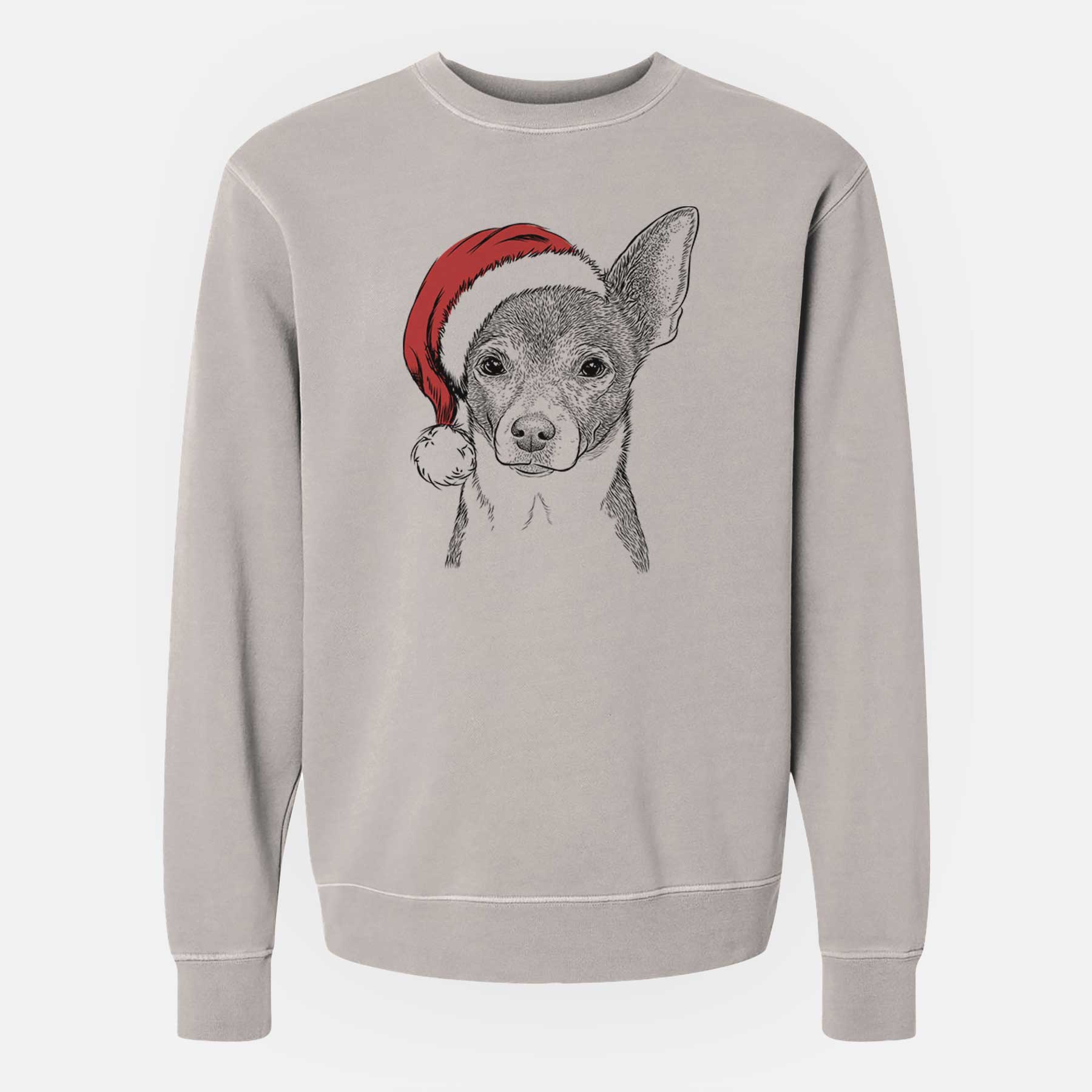 Santa Peanut the Chihuahua - Unisex Pigment Dyed Crew Sweatshirt