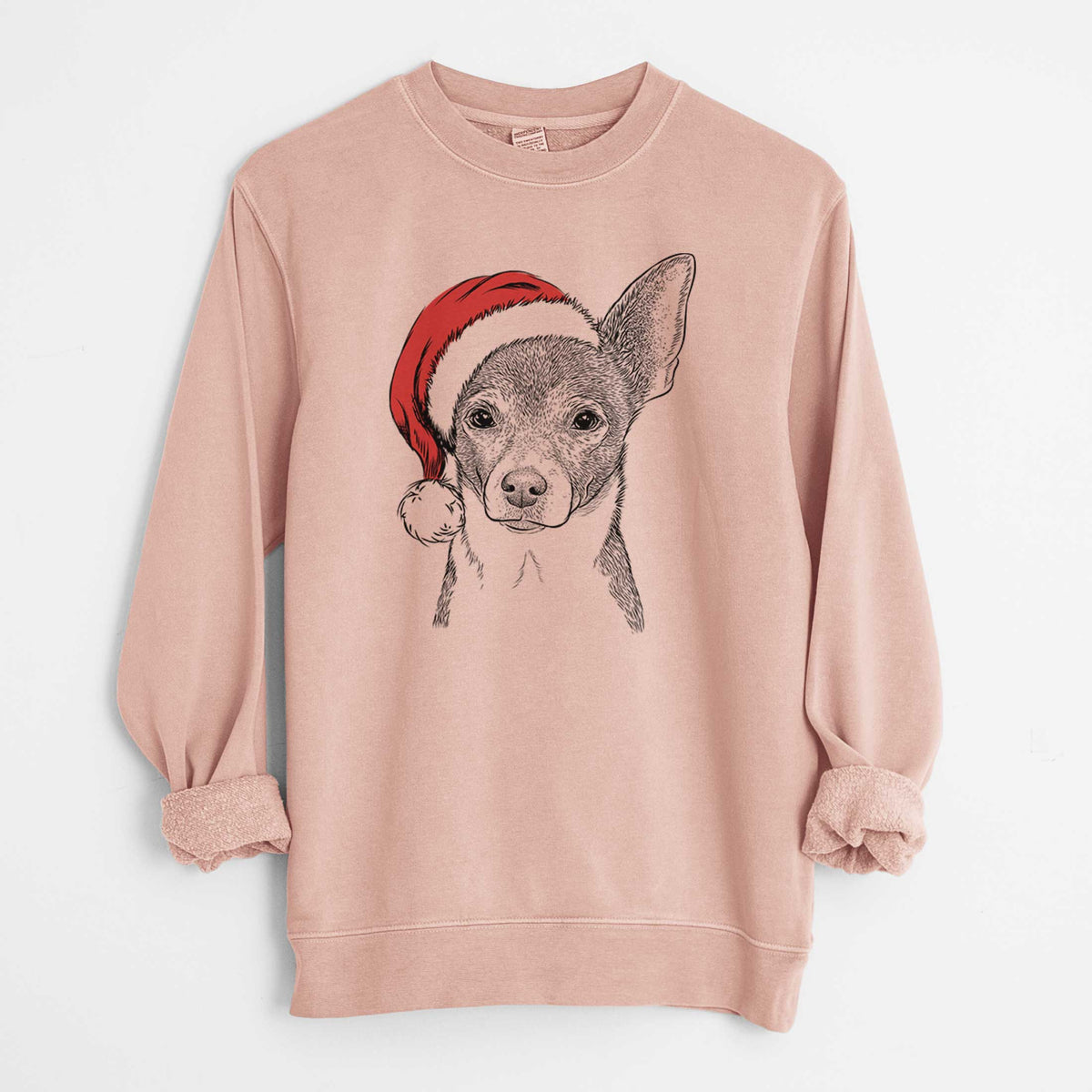 Santa Peanut the Chihuahua - Unisex Pigment Dyed Crew Sweatshirt
