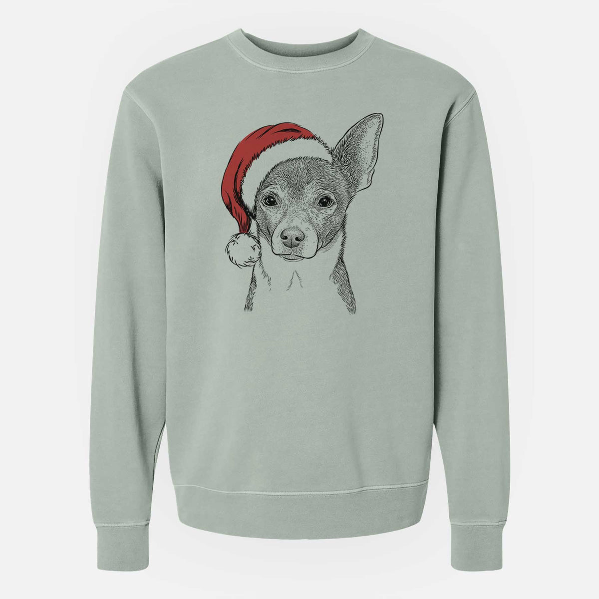 Santa Peanut the Chihuahua - Unisex Pigment Dyed Crew Sweatshirt