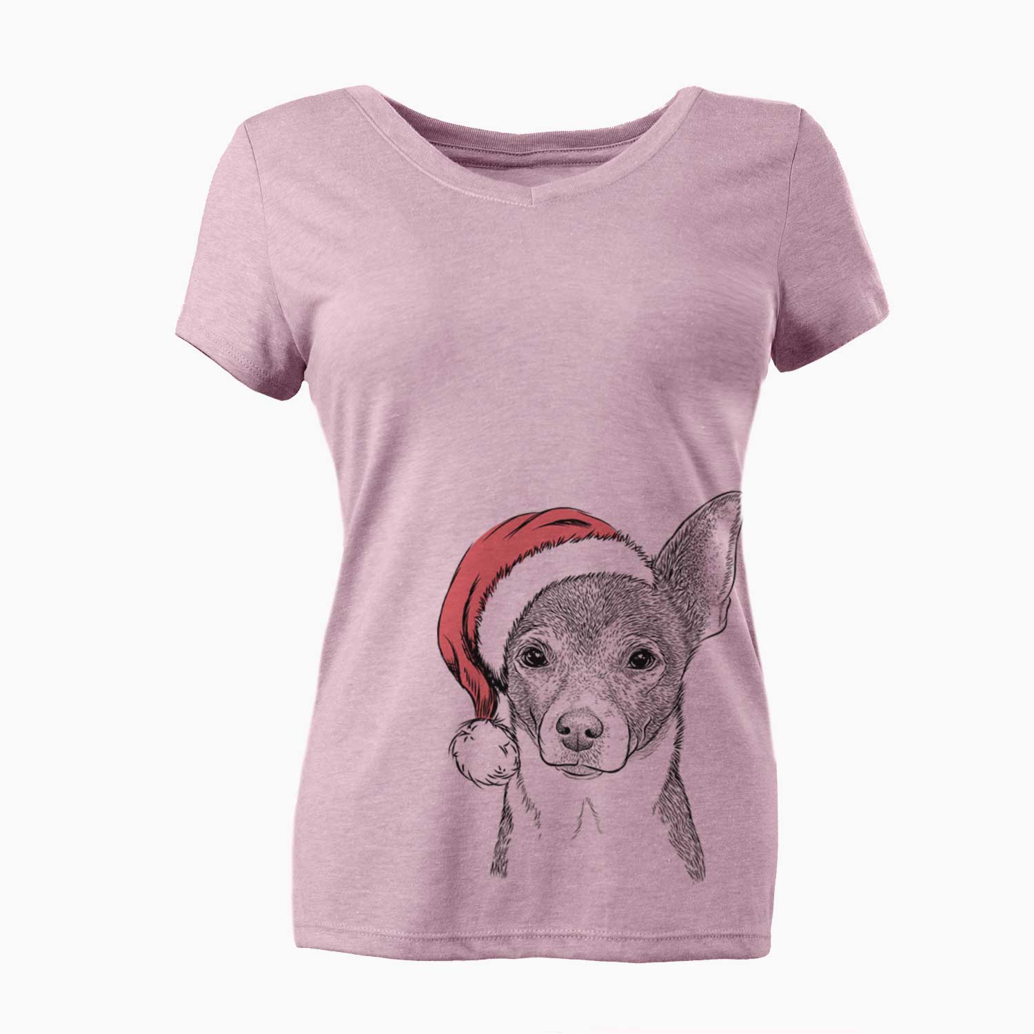 Santa Peanut the Chihuahua - Women's V-neck Shirt