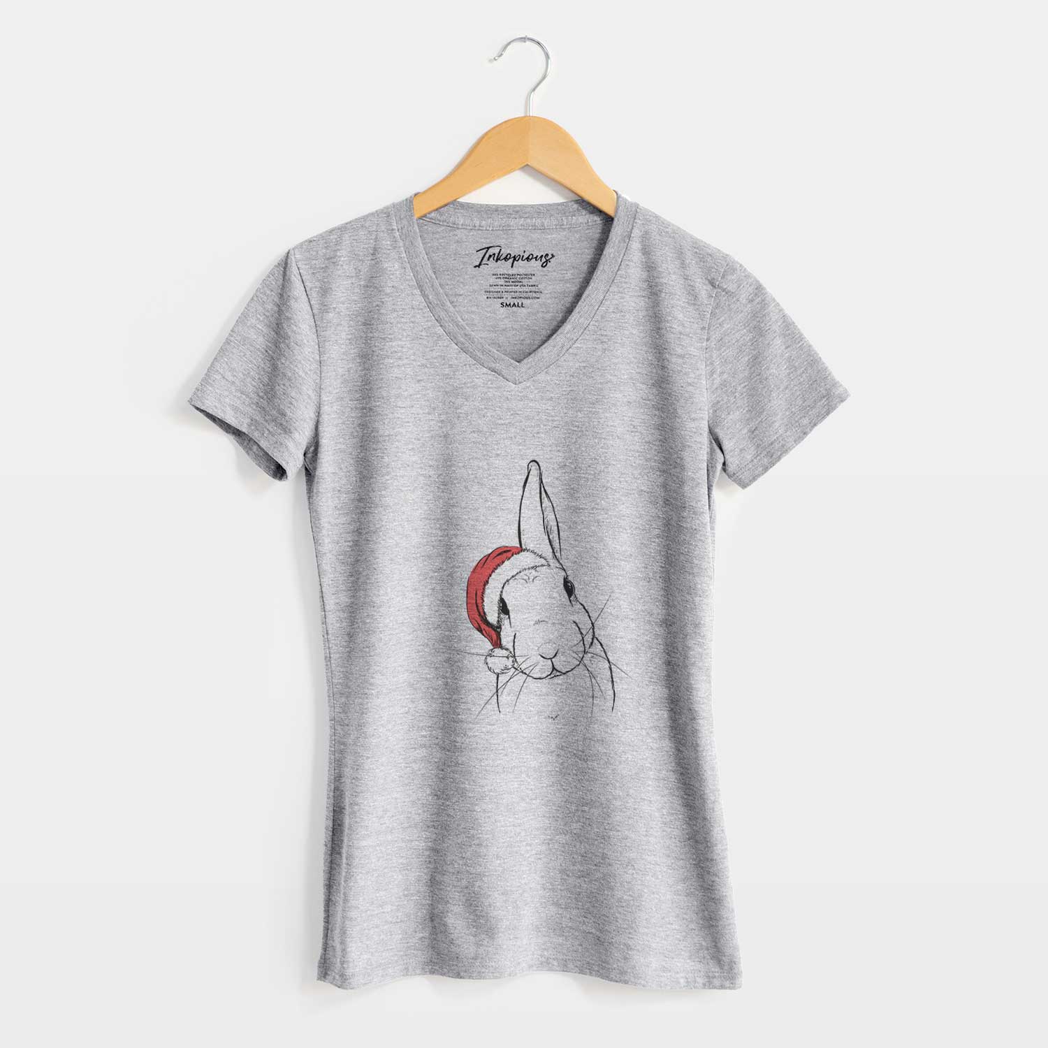 Santa Penny the Belgian Hare - Women's V-neck Shirt