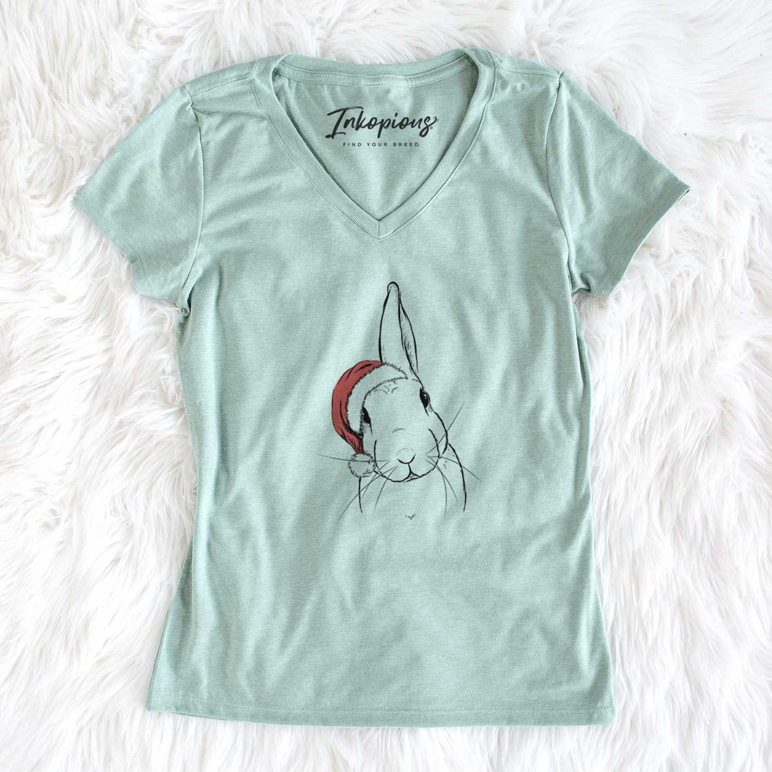 Santa Penny the Belgian Hare - Women's V-neck Shirt