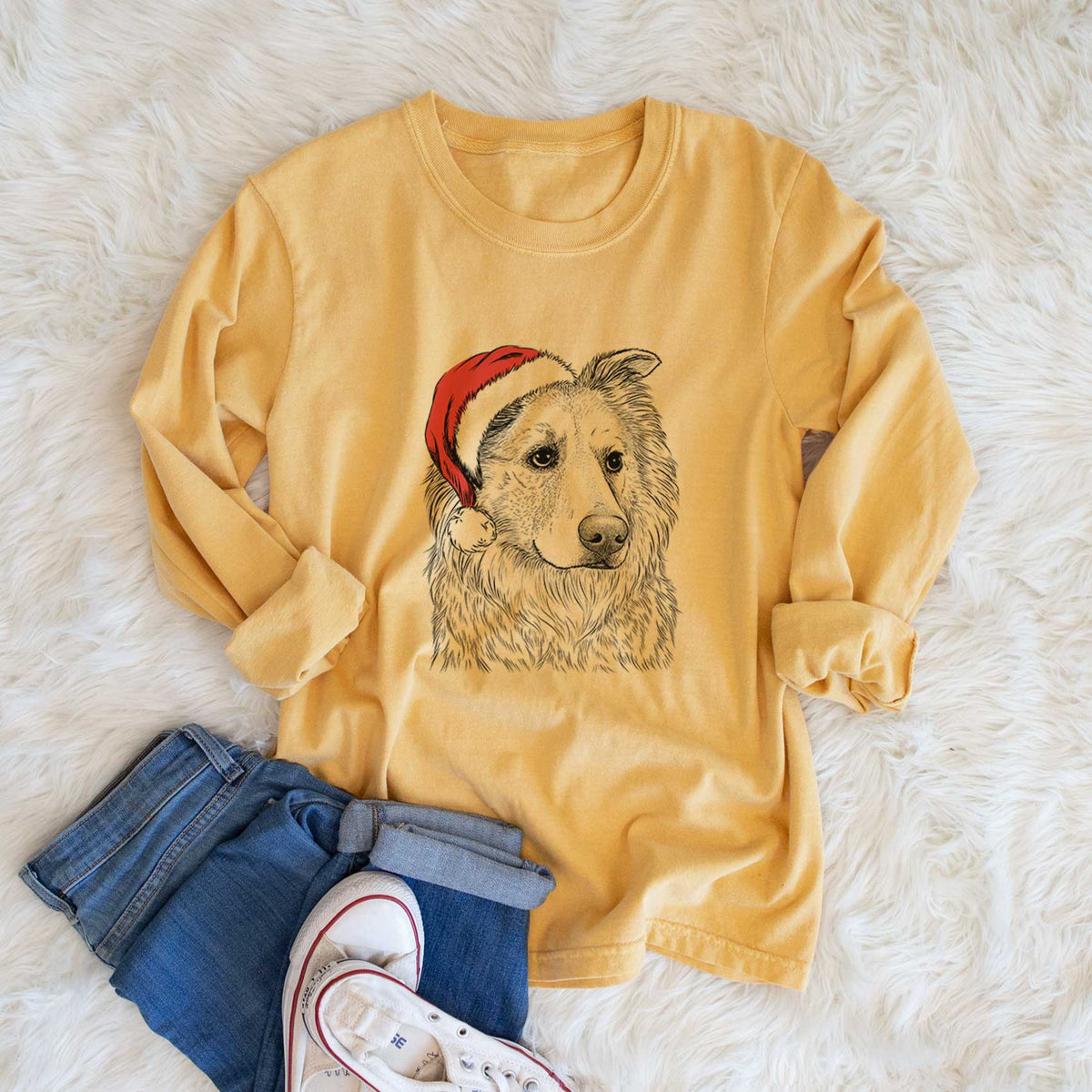Santa Penny the Chow Mix - Heavyweight 100% Cotton Long Sleeve