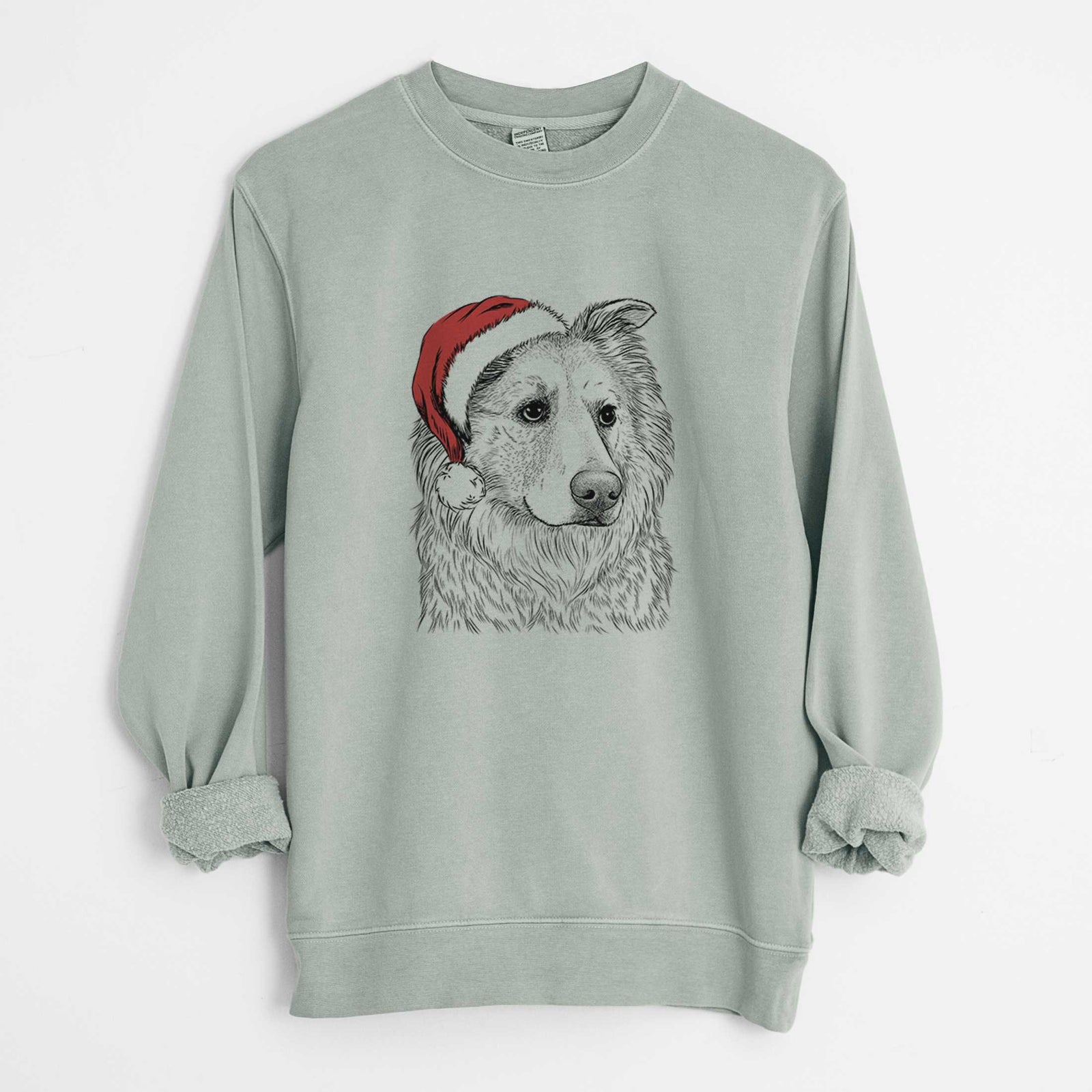 Santa Penny the Chow Mix - Unisex Pigment Dyed Crew Sweatshirt