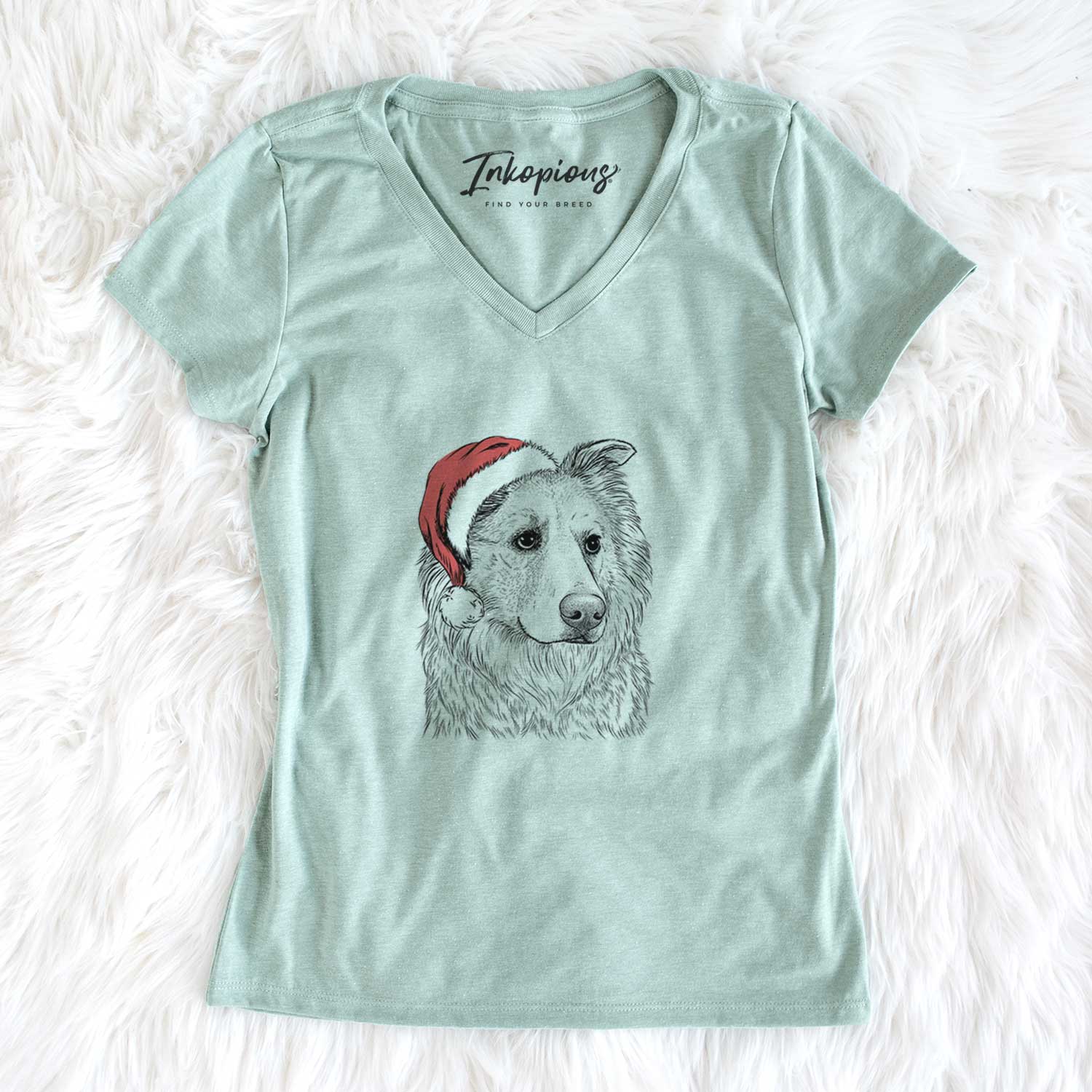 Santa Penny the Chow Mix - Women's V-neck Shirt