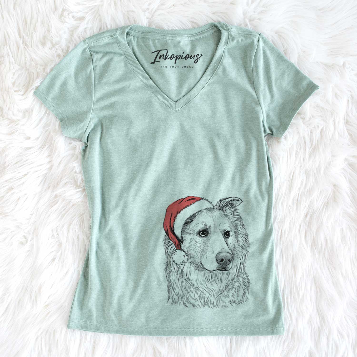 Santa Penny the Chow Mix - Women's V-neck Shirt