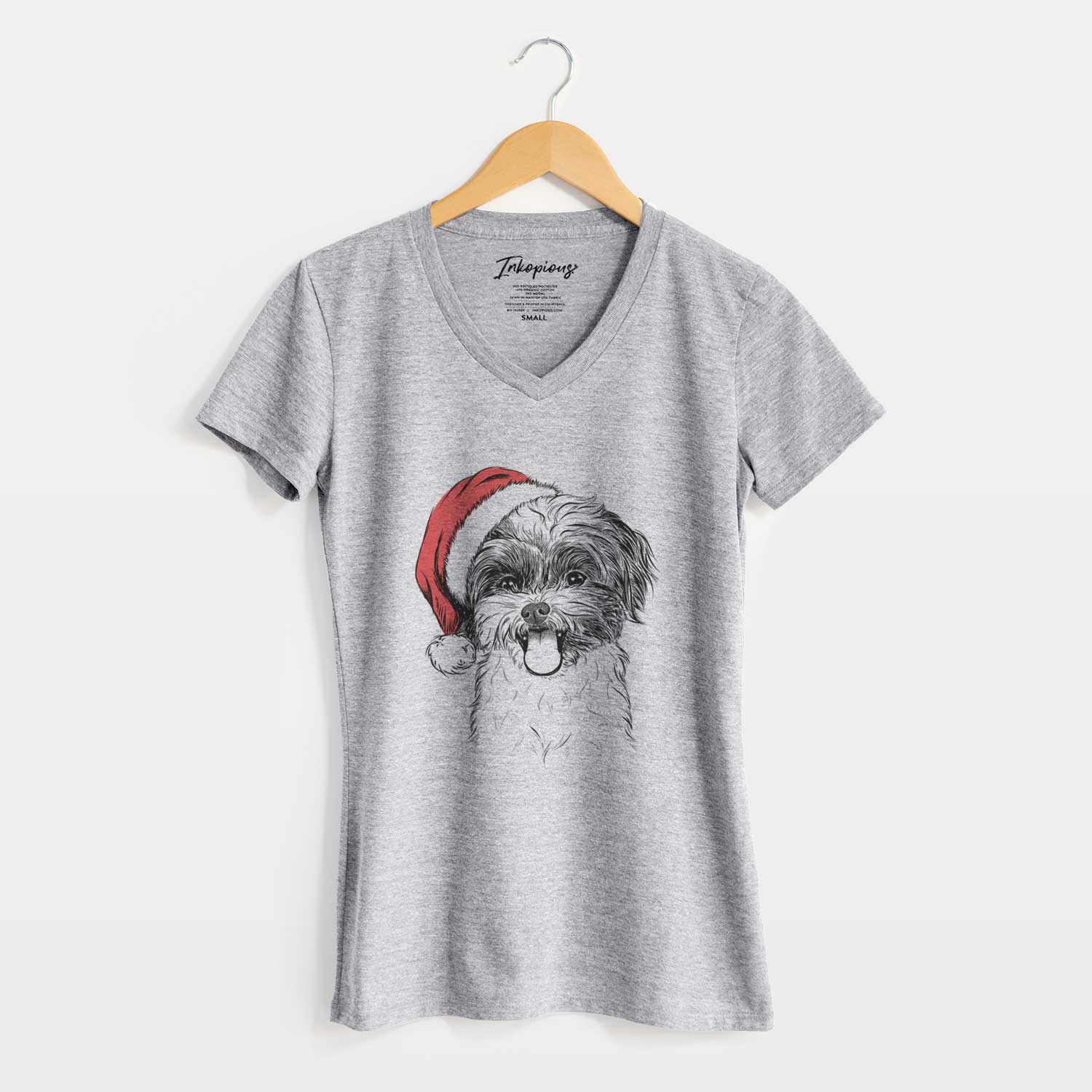 Santa Pepper the Shihpoo - Women's V-neck Shirt