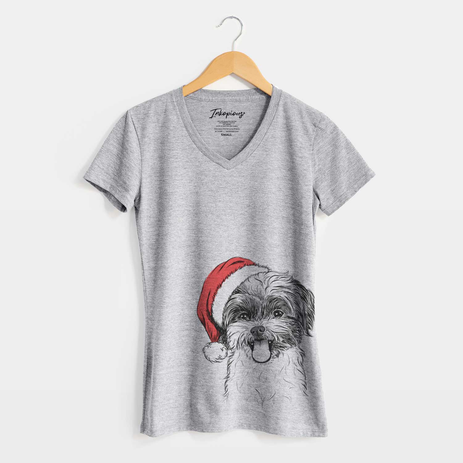 Santa Pepper the Shihpoo - Women's V-neck Shirt