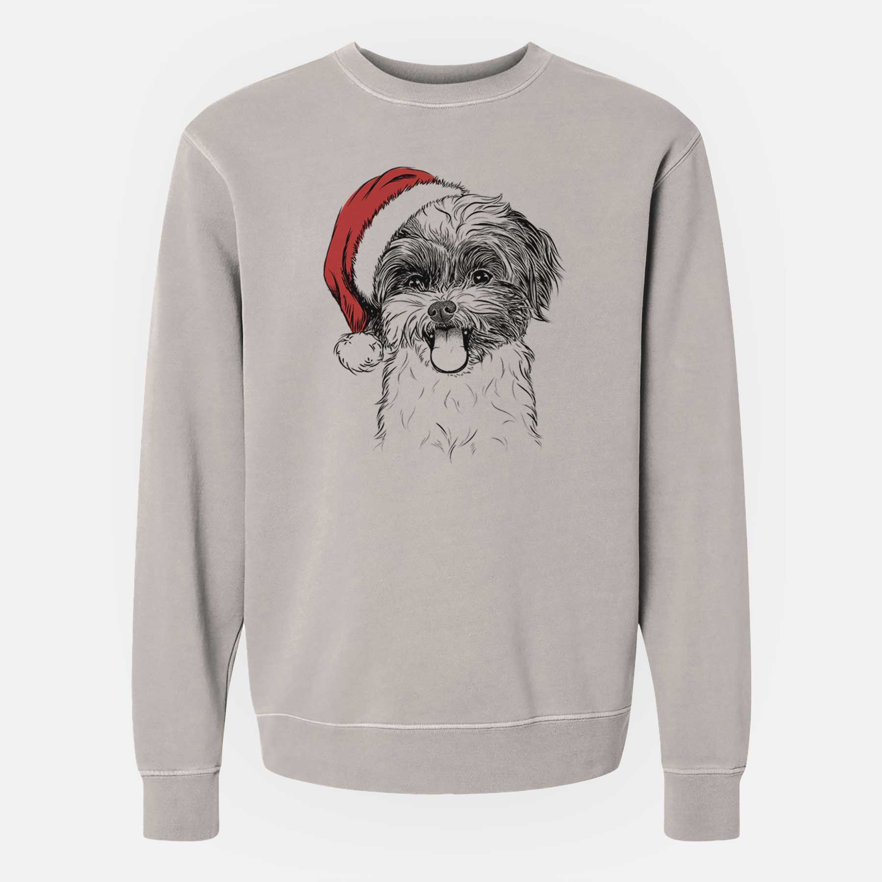 Santa Pepper the Shihpoo - Unisex Pigment Dyed Crew Sweatshirt