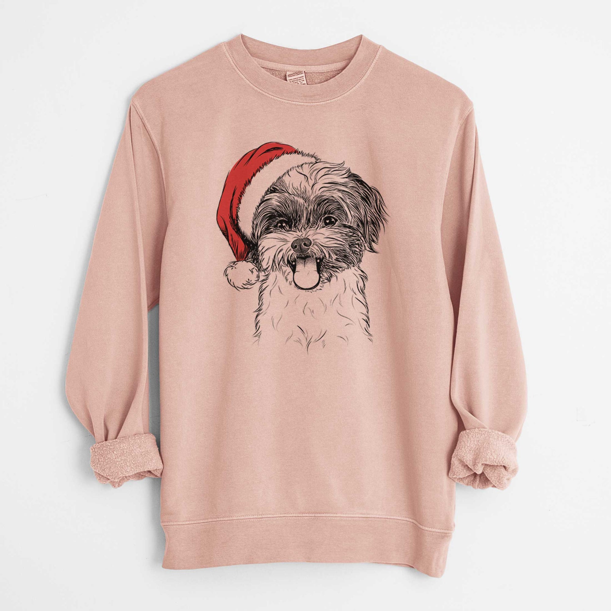 Santa Pepper the Shihpoo - Unisex Pigment Dyed Crew Sweatshirt