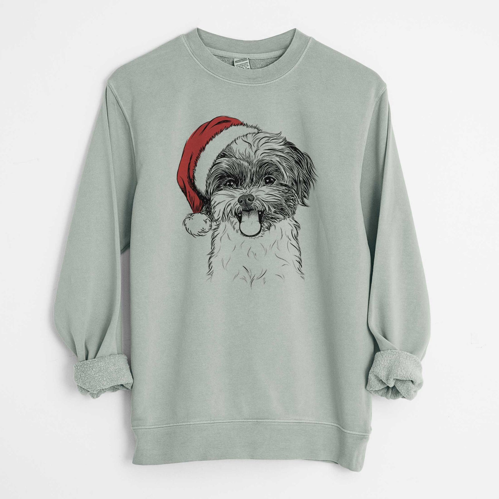Santa Pepper the Shihpoo - Unisex Pigment Dyed Crew Sweatshirt