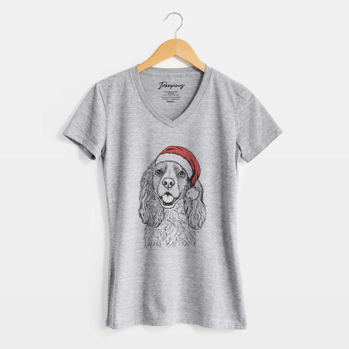 Santa Perry the Cockalier - Women's V-neck Shirt