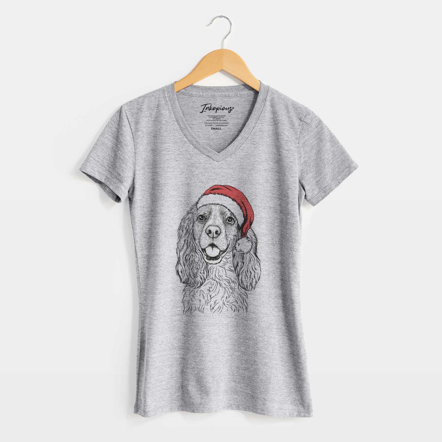Santa Perry the Cockalier - Women's V-neck Shirt