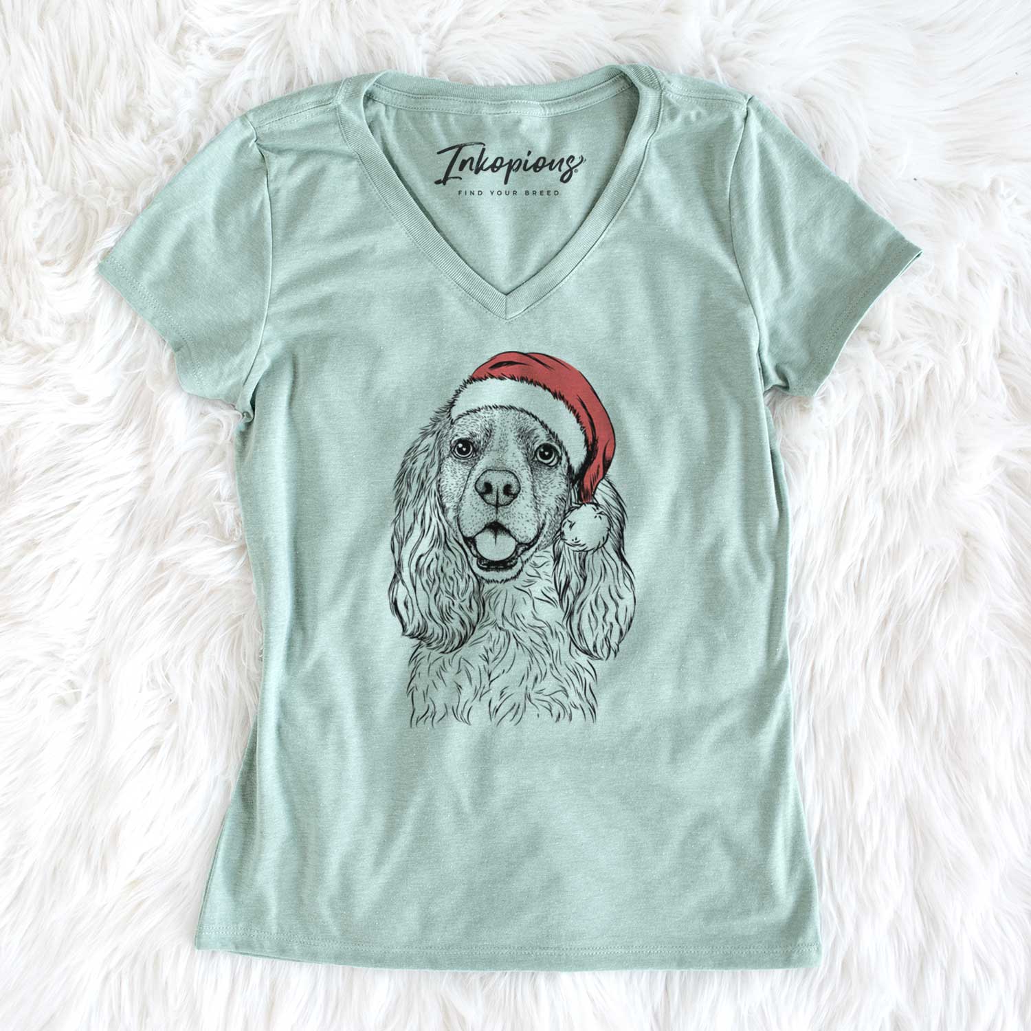 Santa Perry the Cockalier - Women's V-neck Shirt