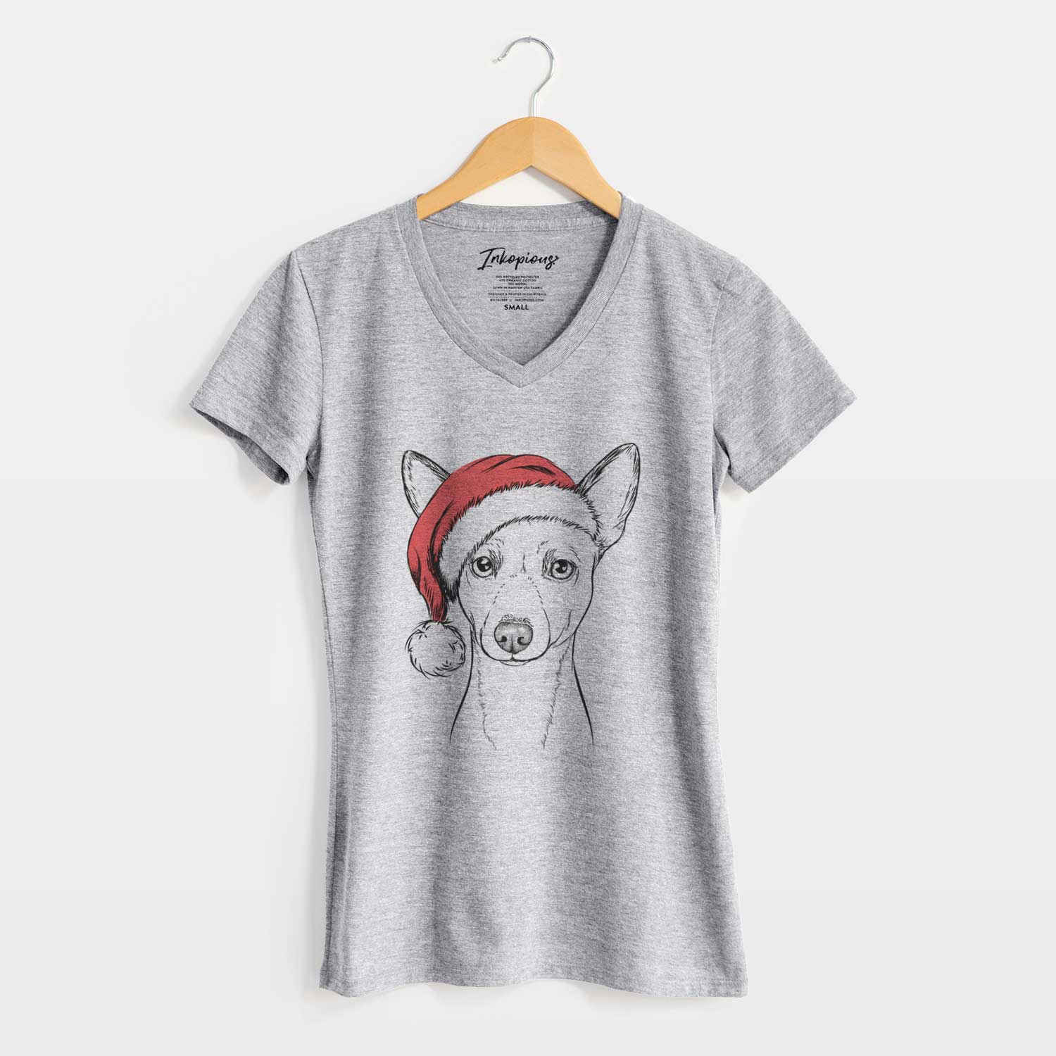 Santa Perry the Portuguese Podengo - Women's V-neck Shirt