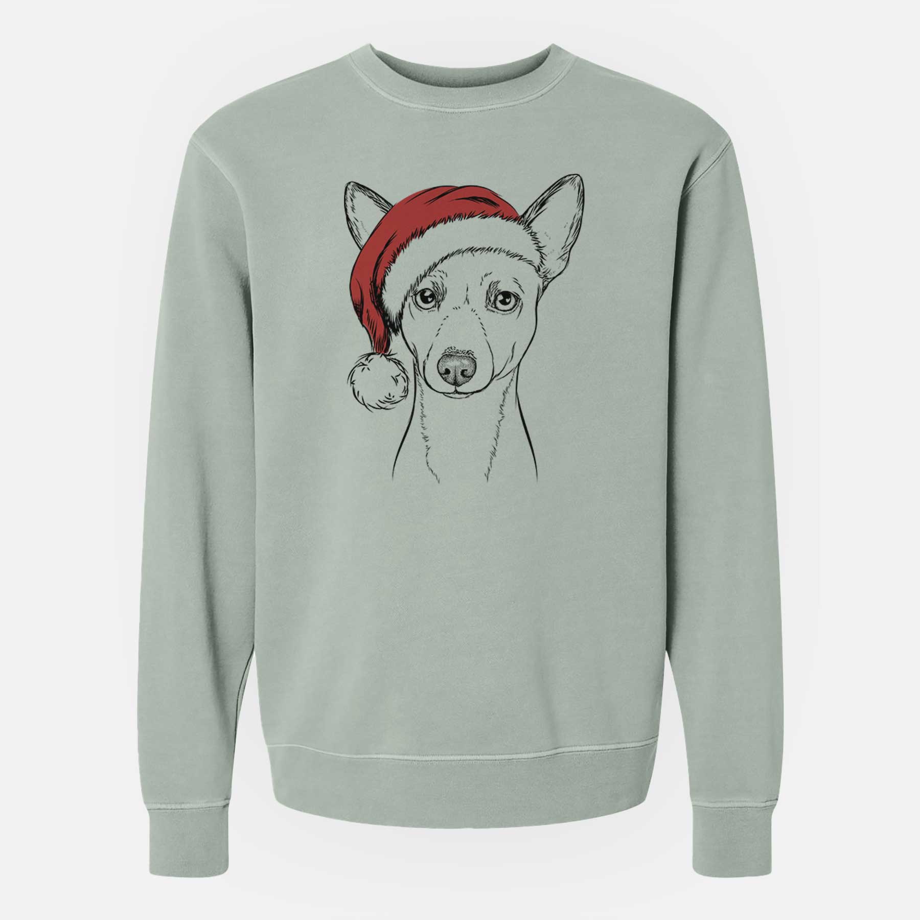 Santa Perry the Portuguese Podengo - Unisex Pigment Dyed Crew Sweatshirt