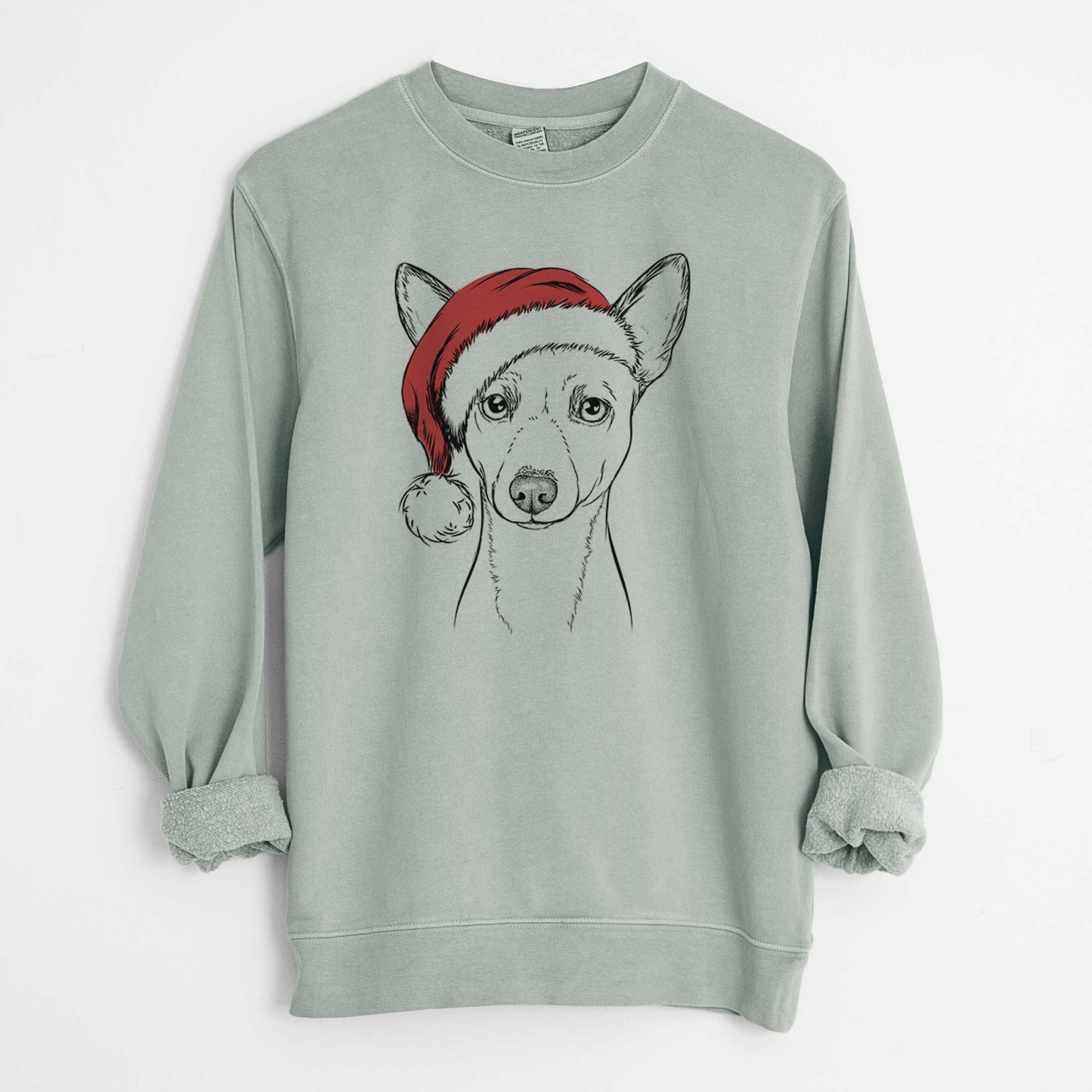 Santa Perry the Portuguese Podengo - Unisex Pigment Dyed Crew Sweatshirt