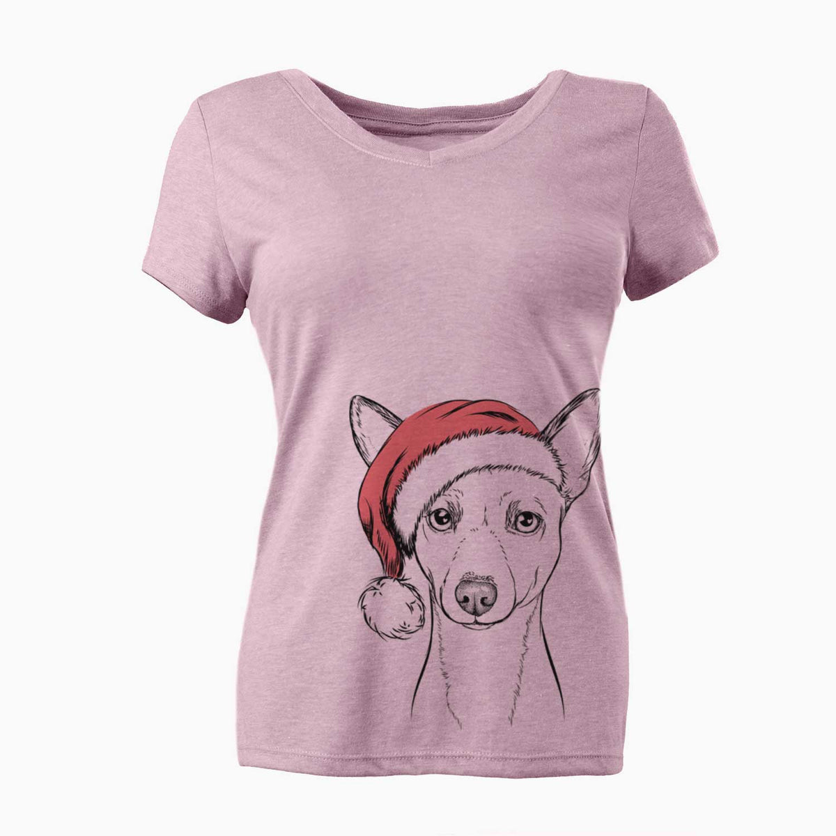 Santa Perry the Portuguese Podengo - Women's V-neck Shirt