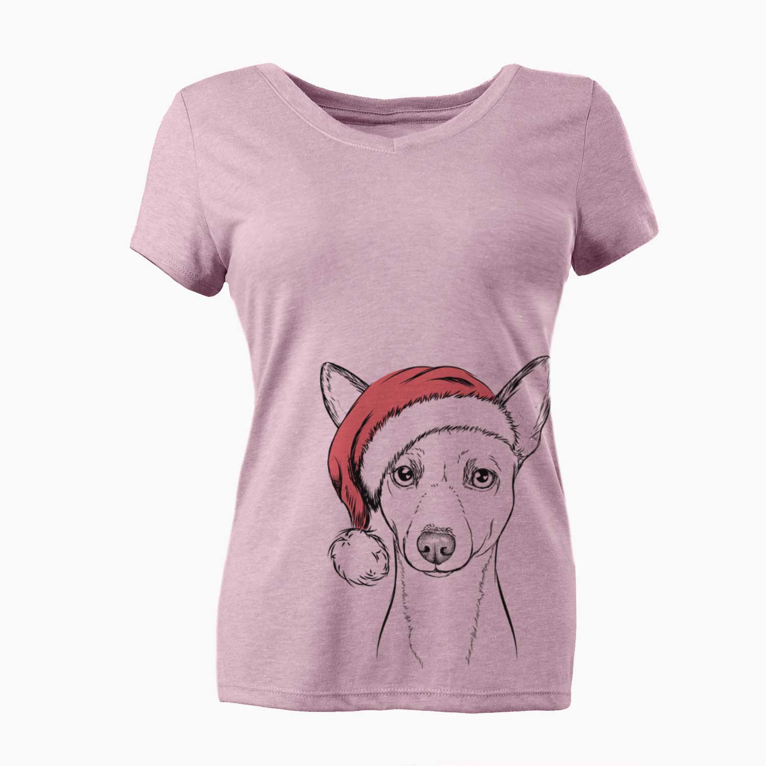 Santa Perry the Portuguese Podengo - Women's V-neck Shirt