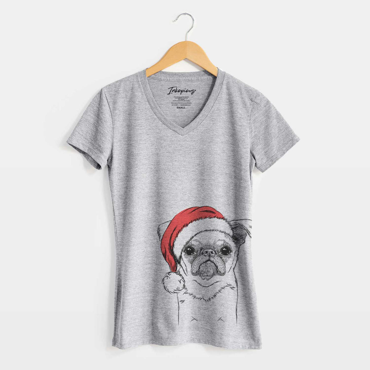 Santa Petit Penny the Brussels Griffon - Women's V-neck Shirt