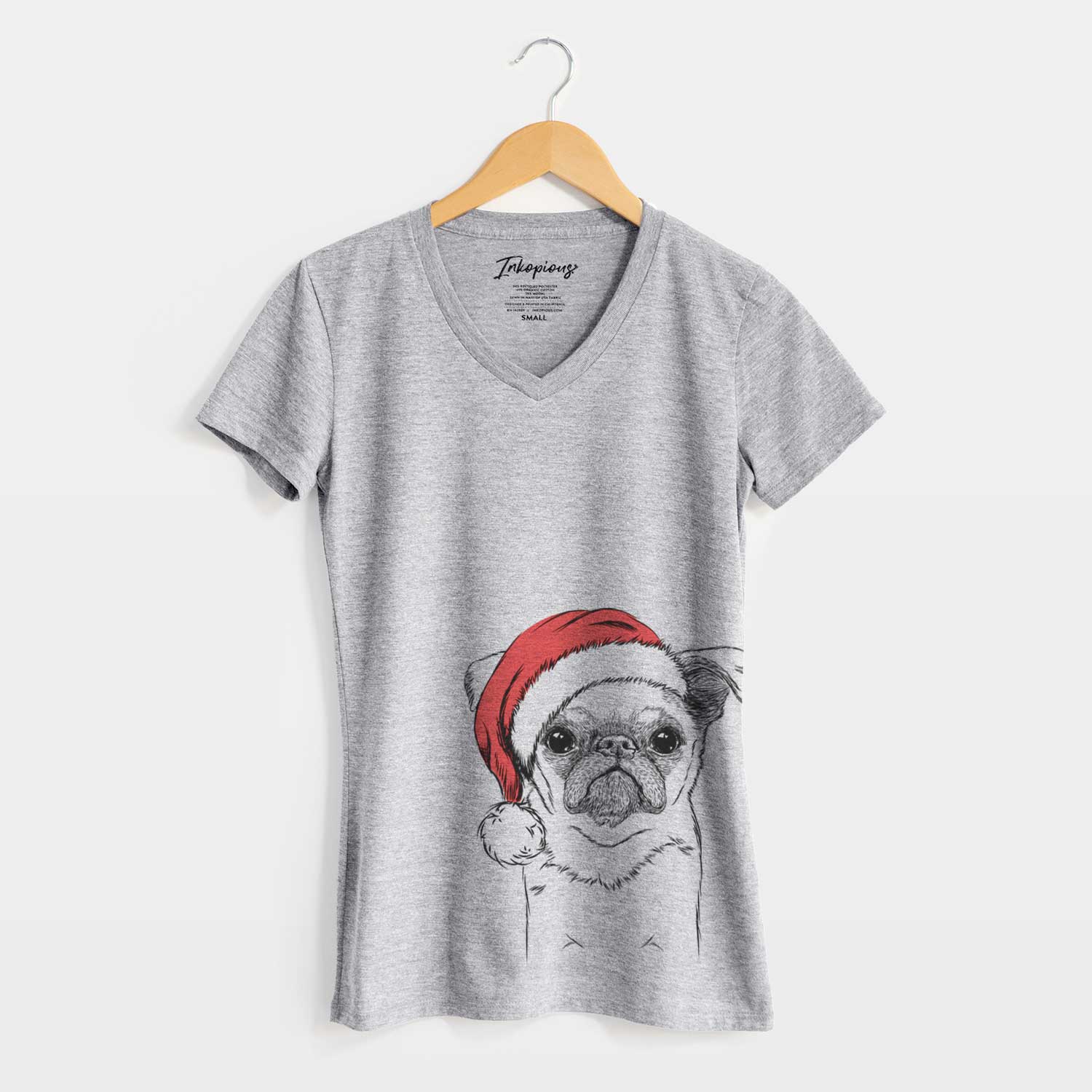 Santa Petit Penny the Brussels Griffon - Women's V-neck Shirt