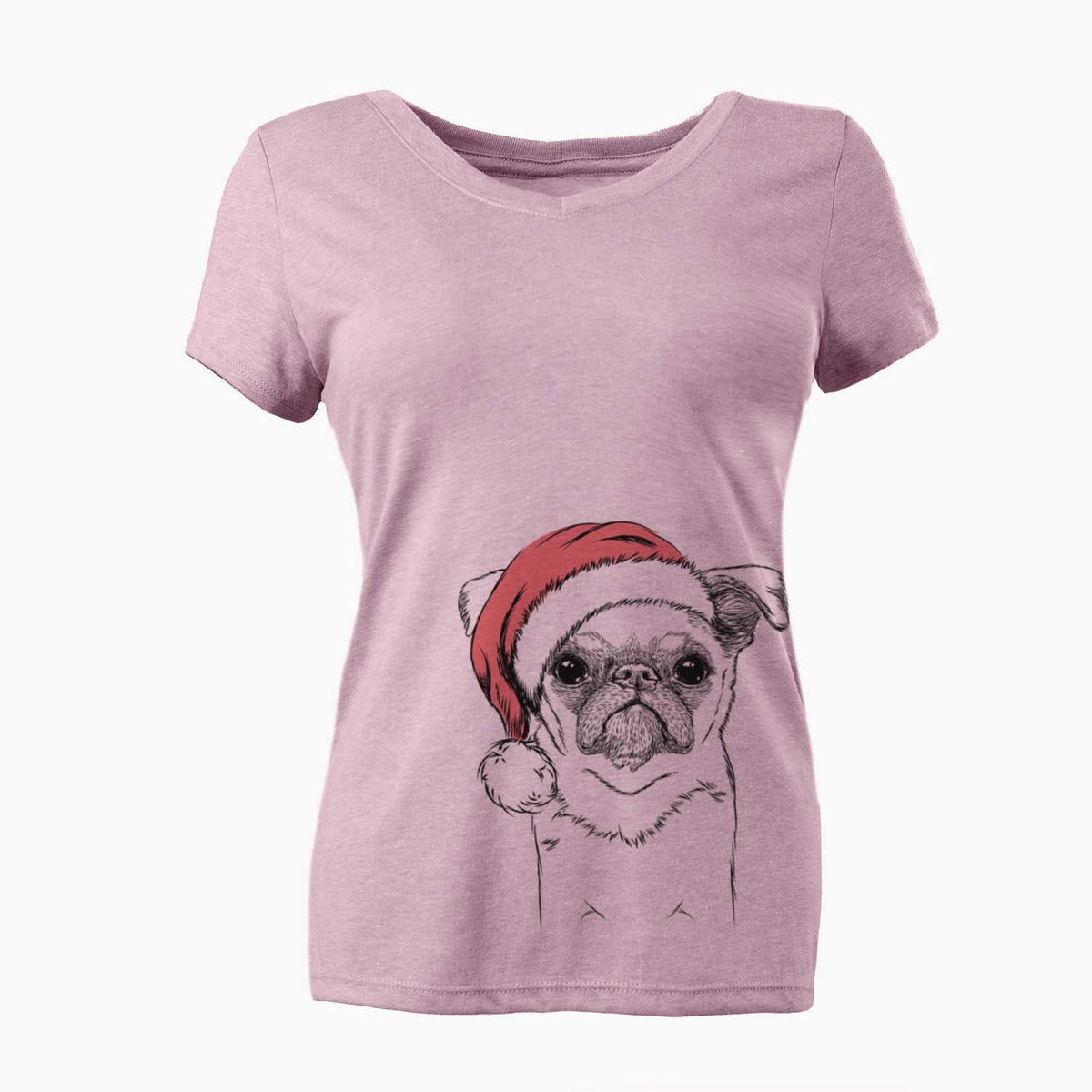 Santa Petit Penny the Brussels Griffon - Women's V-neck Shirt