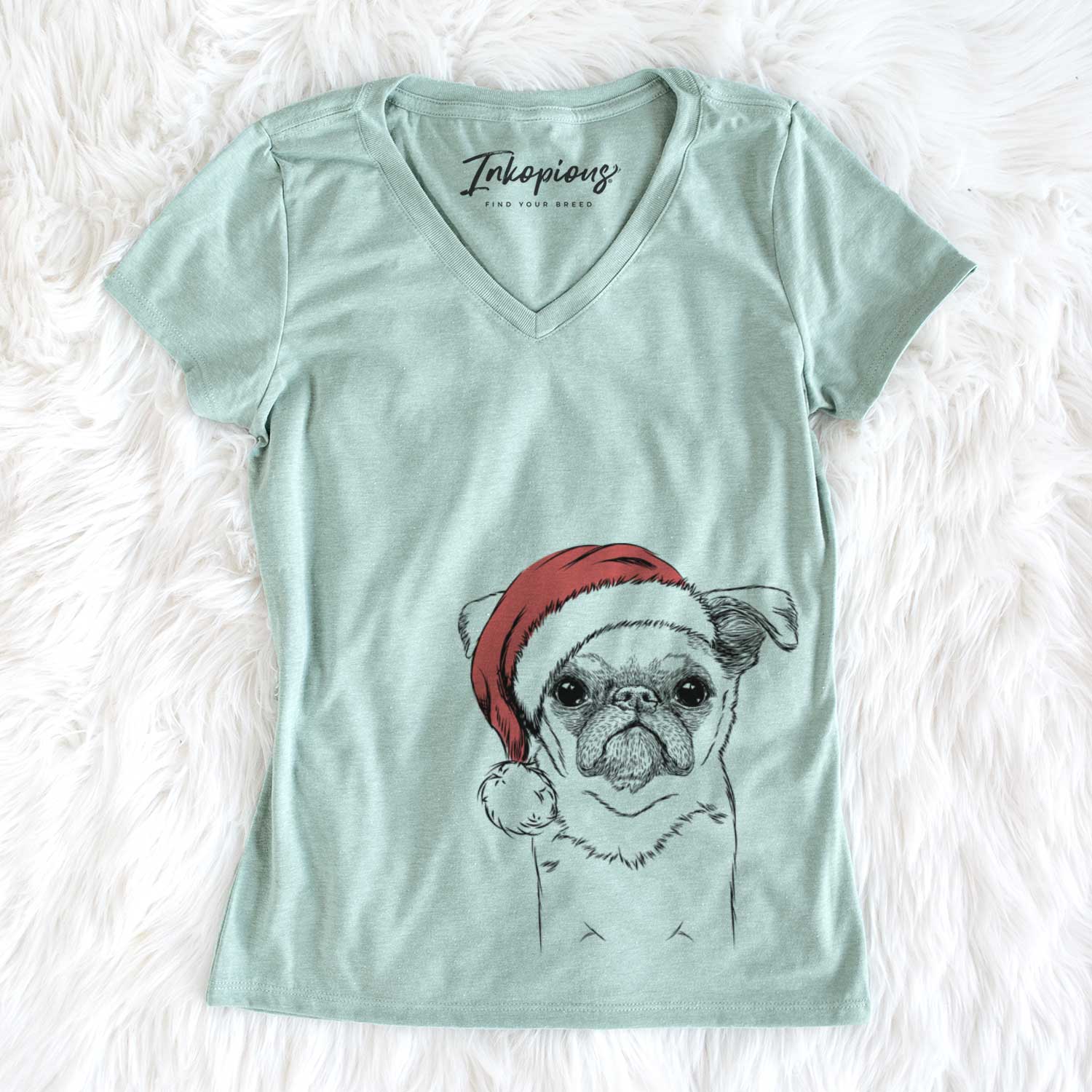 Santa Petit Penny the Brussels Griffon - Women's V-neck Shirt
