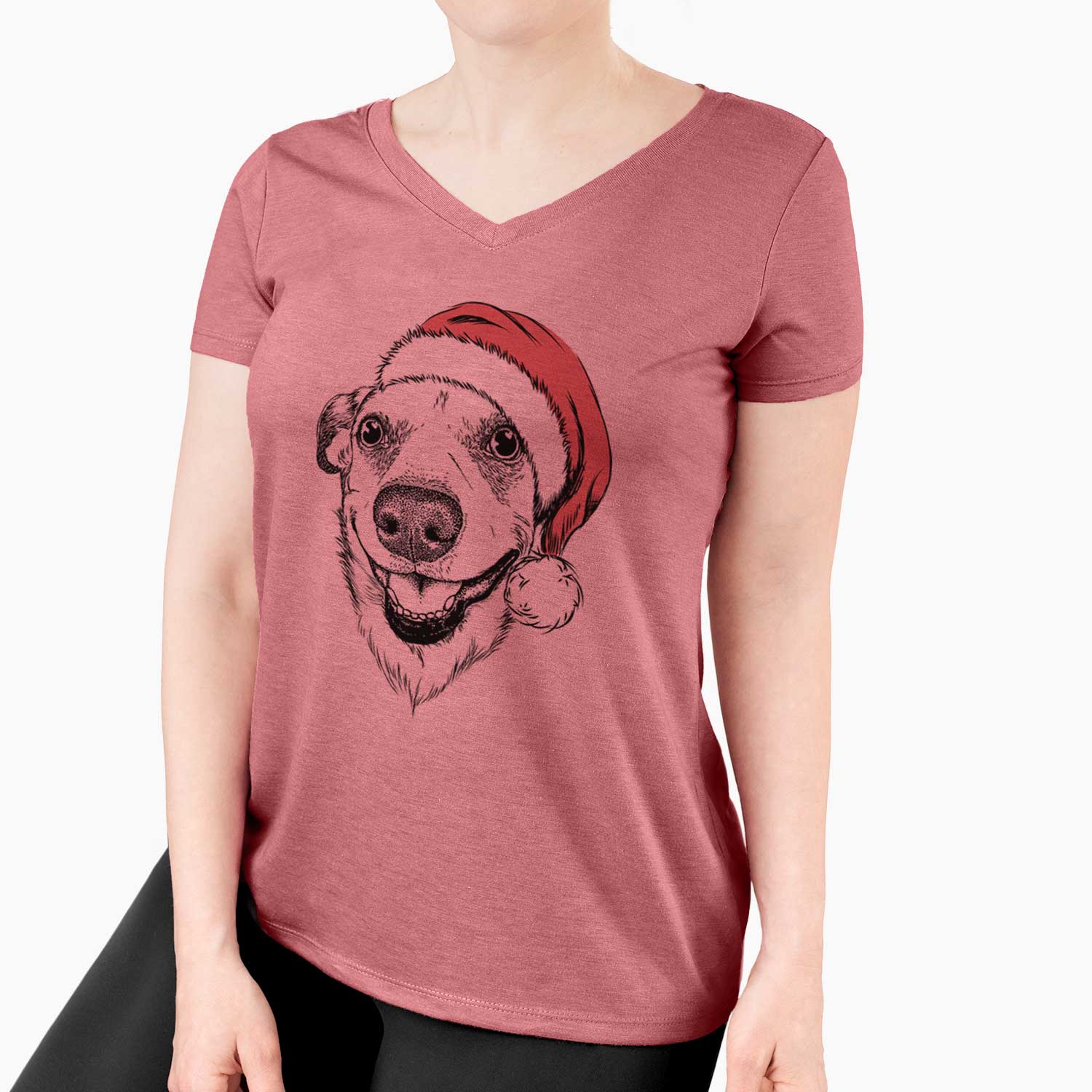 Santa Petrah the Staffy Mix - Women's V-neck Shirt