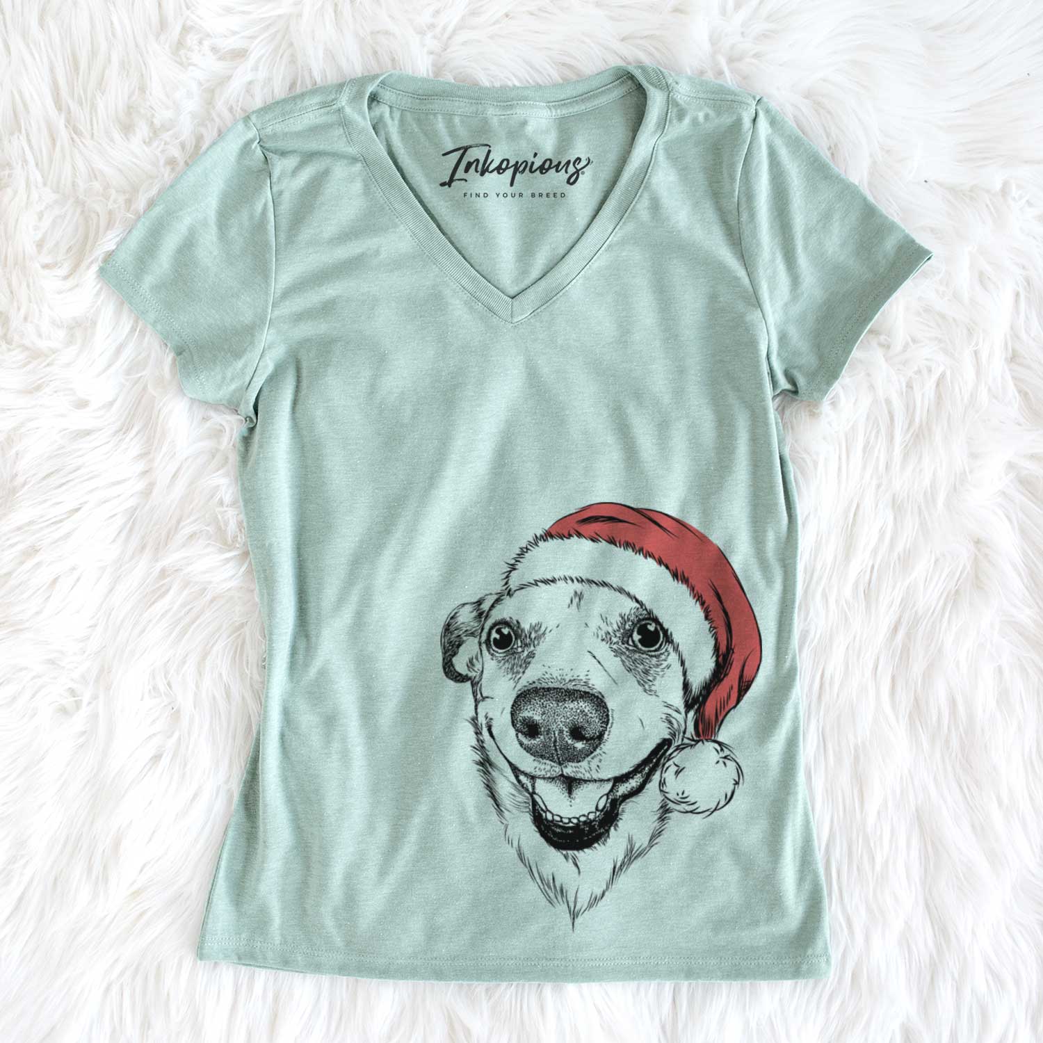 Santa Petrah the Staffy Mix - Women's V-neck Shirt