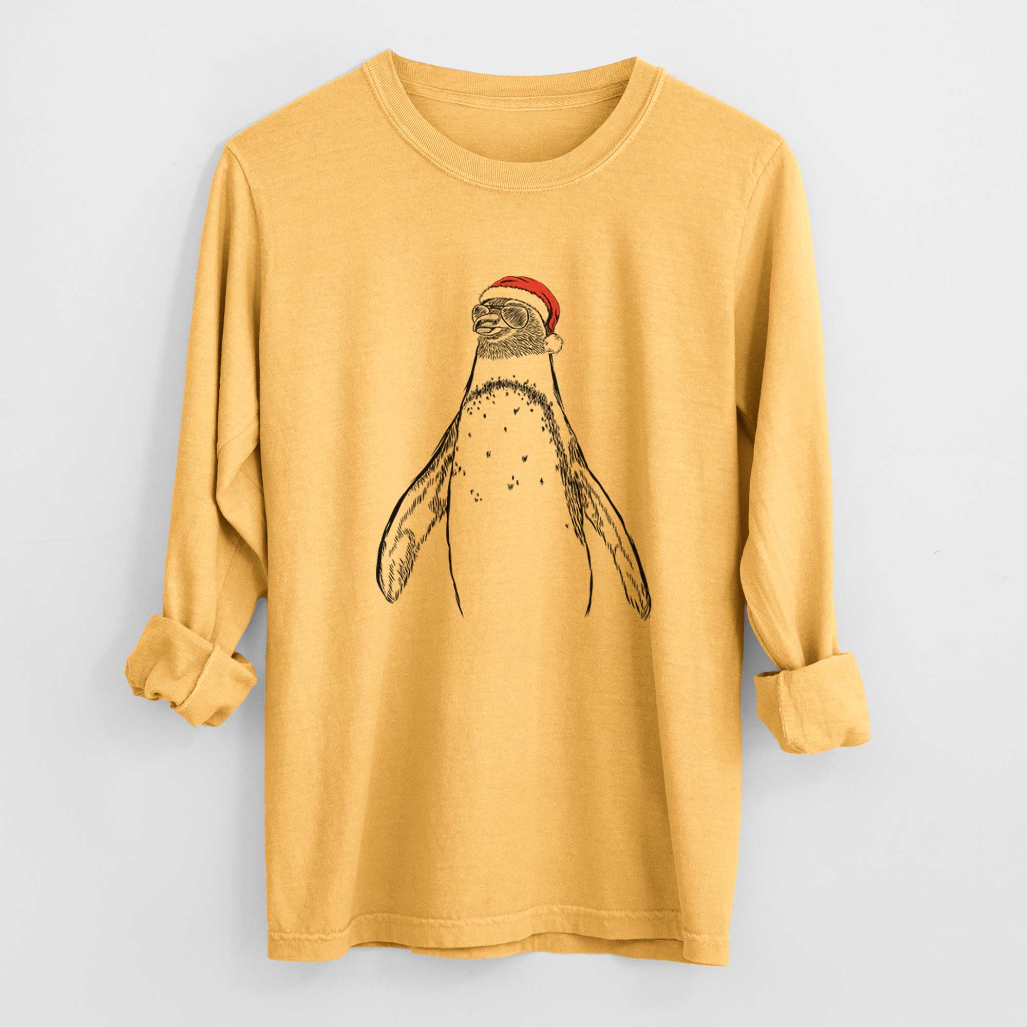 Santa Peyton the Penguin - Heavyweight 100% Cotton Long Sleeve