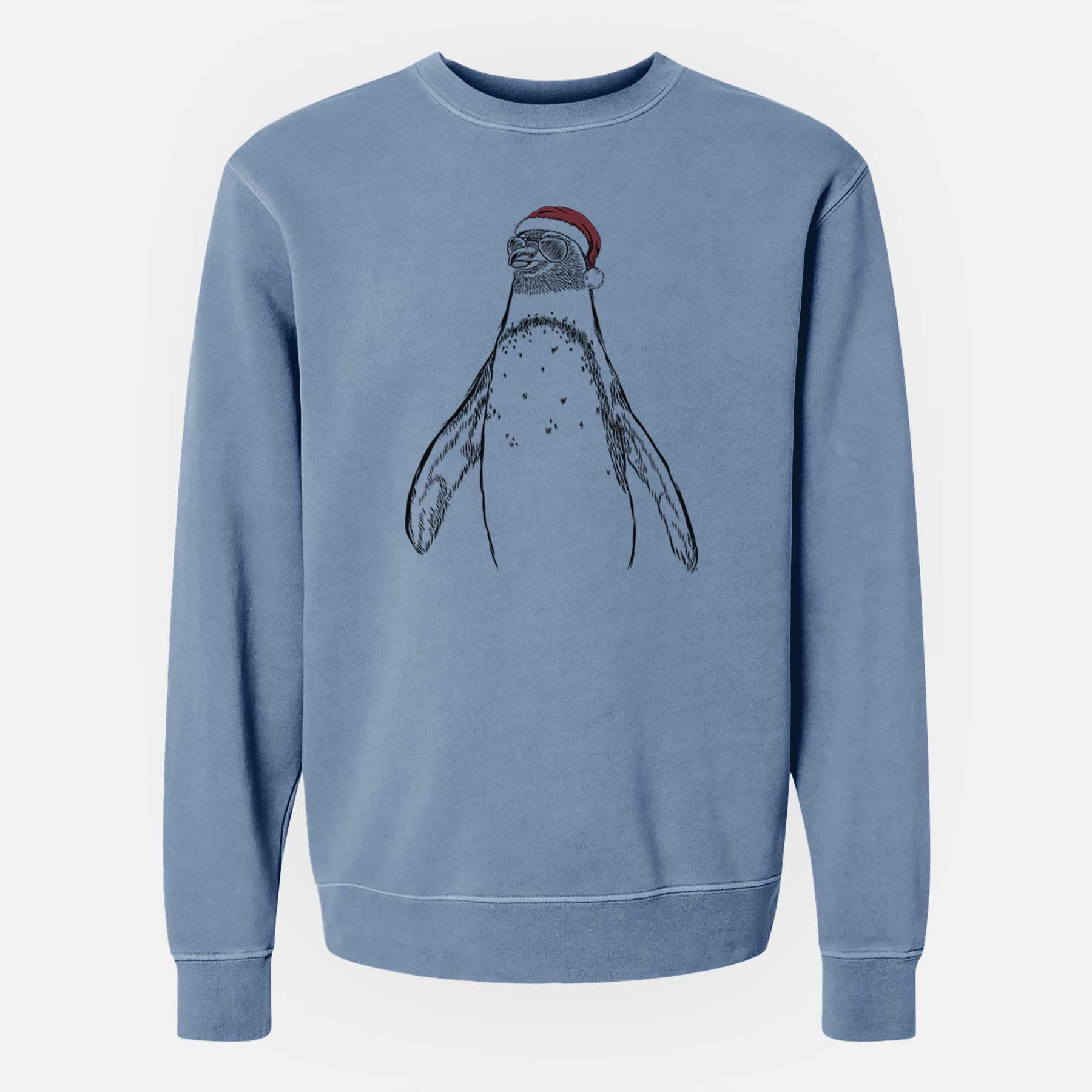 Santa Peyton the Penguin - Unisex Pigment Dyed Crew Sweatshirt