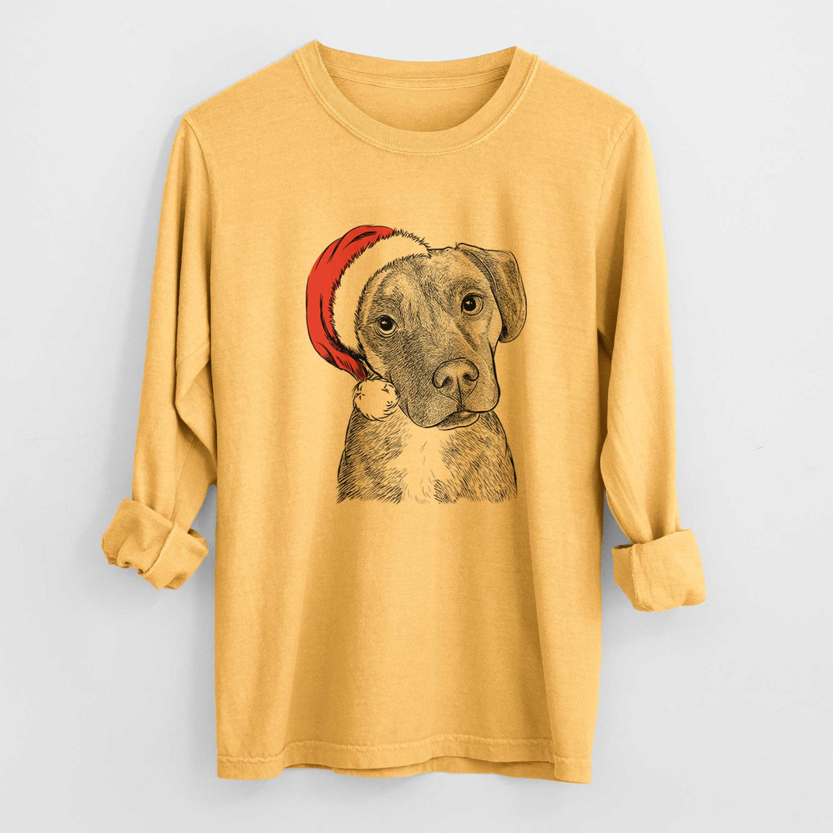 Santa Peyton Manning the Beagle Bulldog Mix - Heavyweight 100% Cotton Long Sleeve