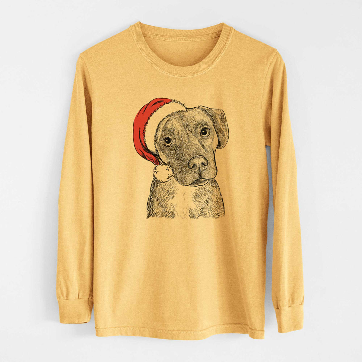 Santa Peyton Manning the Beagle Bulldog Mix - Heavyweight 100% Cotton Long Sleeve