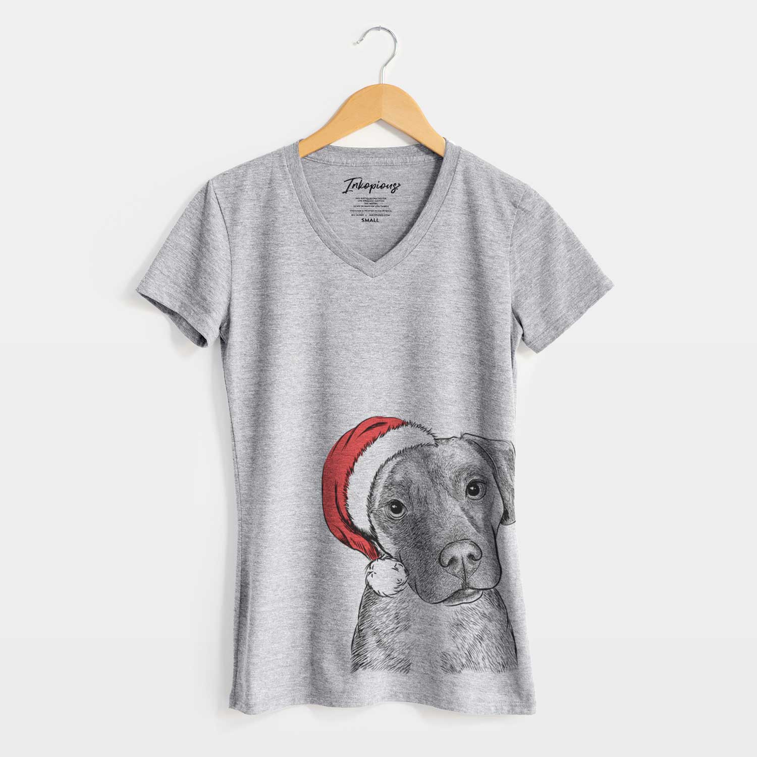 Santa Peyton Manning the Beagle Bulldog Mix - Women's V-neck Shirt
