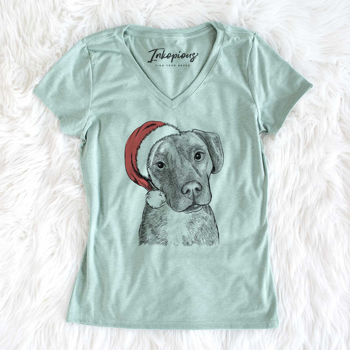 Santa Peyton Manning the Beagle Bulldog Mix - Women's V-neck Shirt