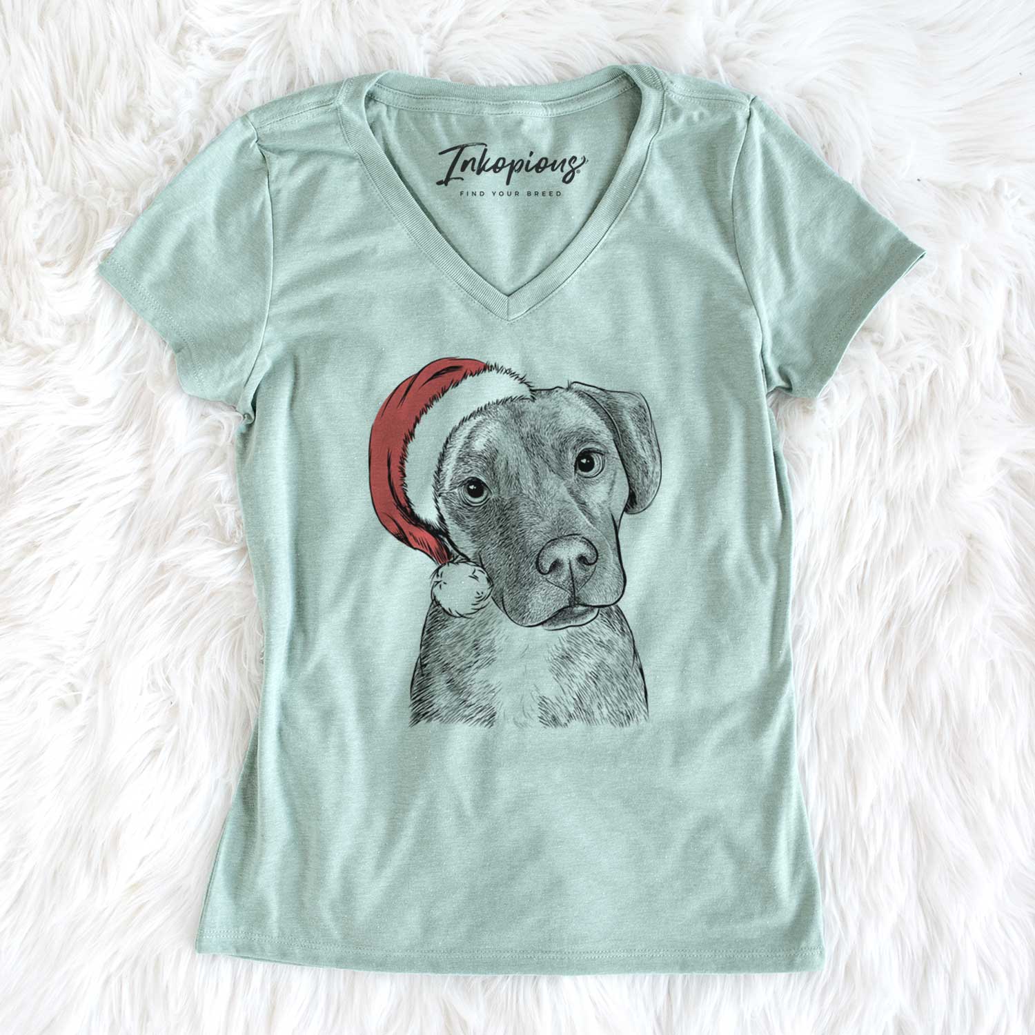 Santa Peyton Manning the Beagle Bulldog Mix - Women's V-neck Shirt