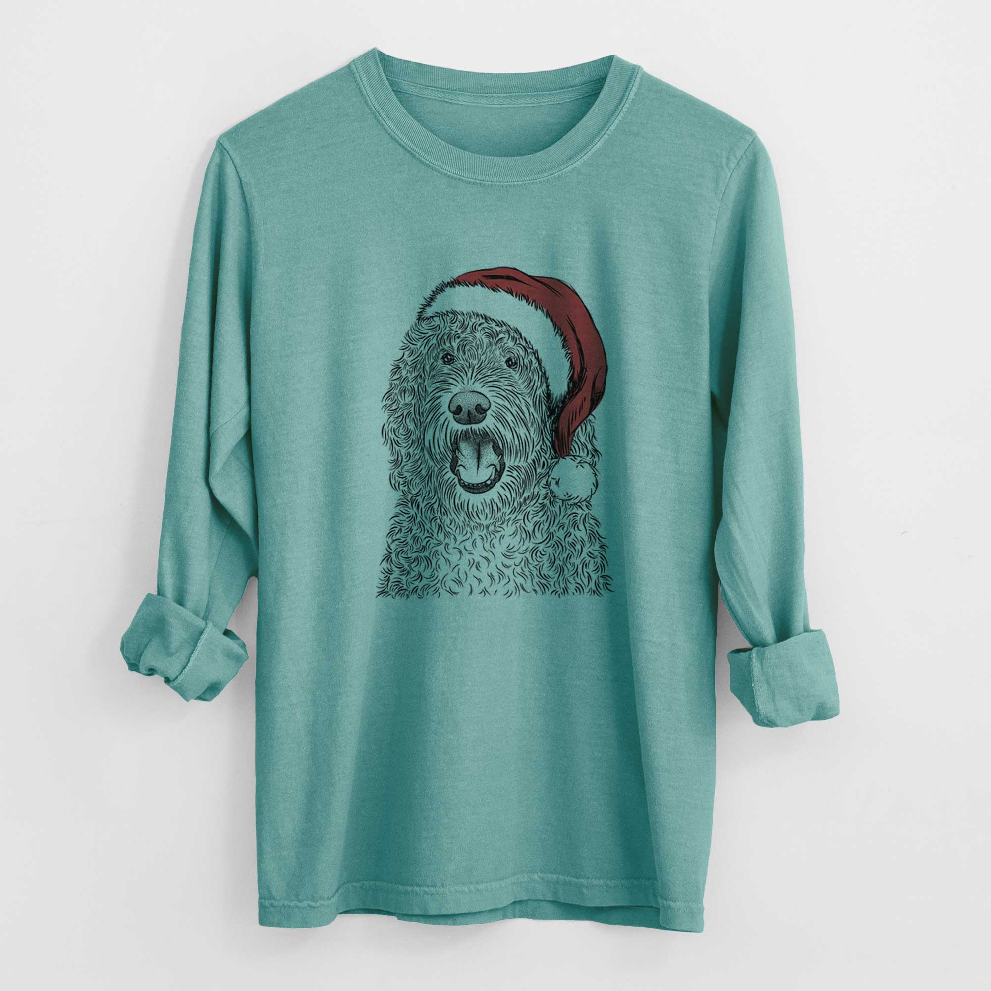 Santa Phillip the Portuguese Water Dog - Heavyweight 100% Cotton Long Sleeve