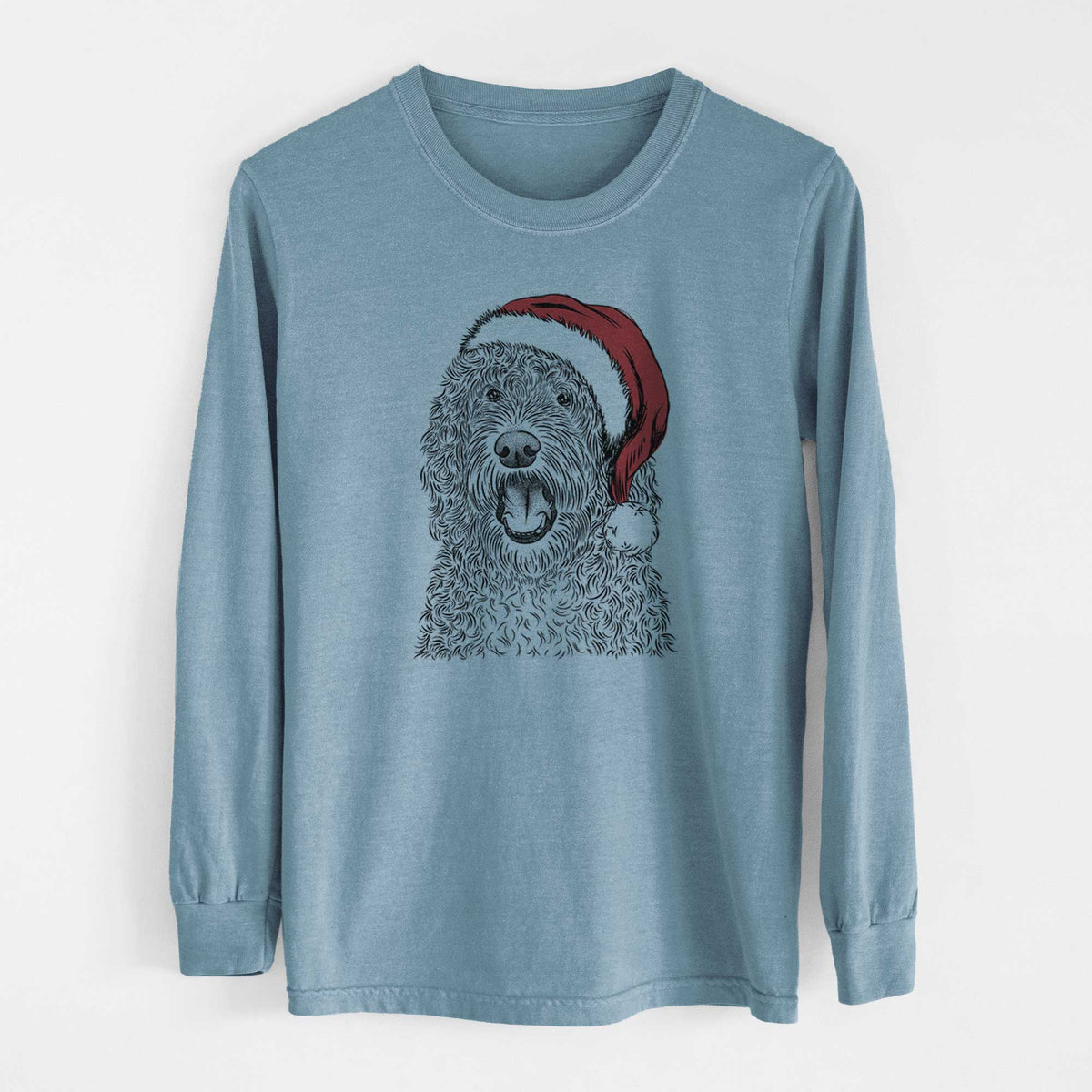 Santa Phillip the Portuguese Water Dog - Heavyweight 100% Cotton Long Sleeve