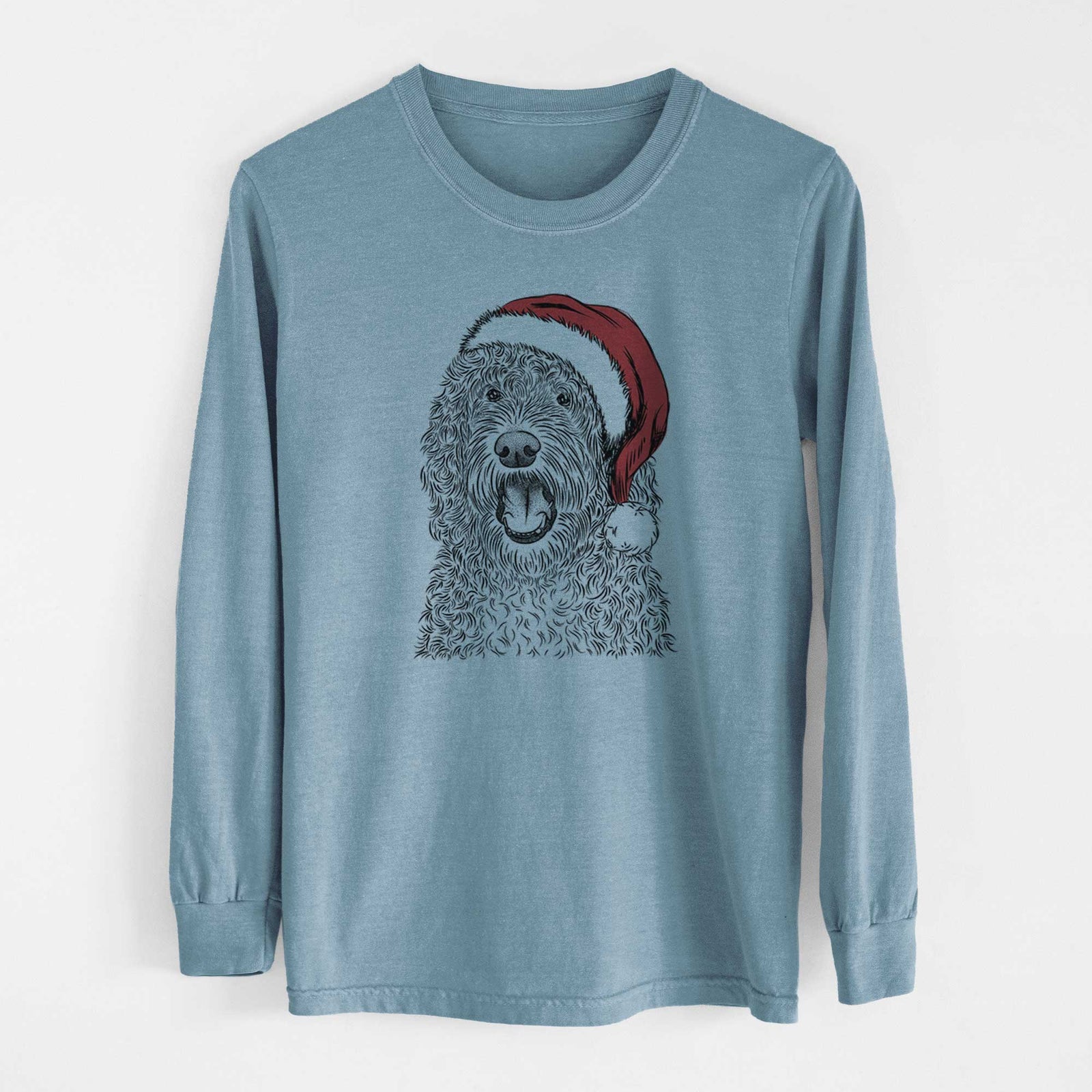 Santa Phillip the Portuguese Water Dog - Heavyweight 100% Cotton Long Sleeve