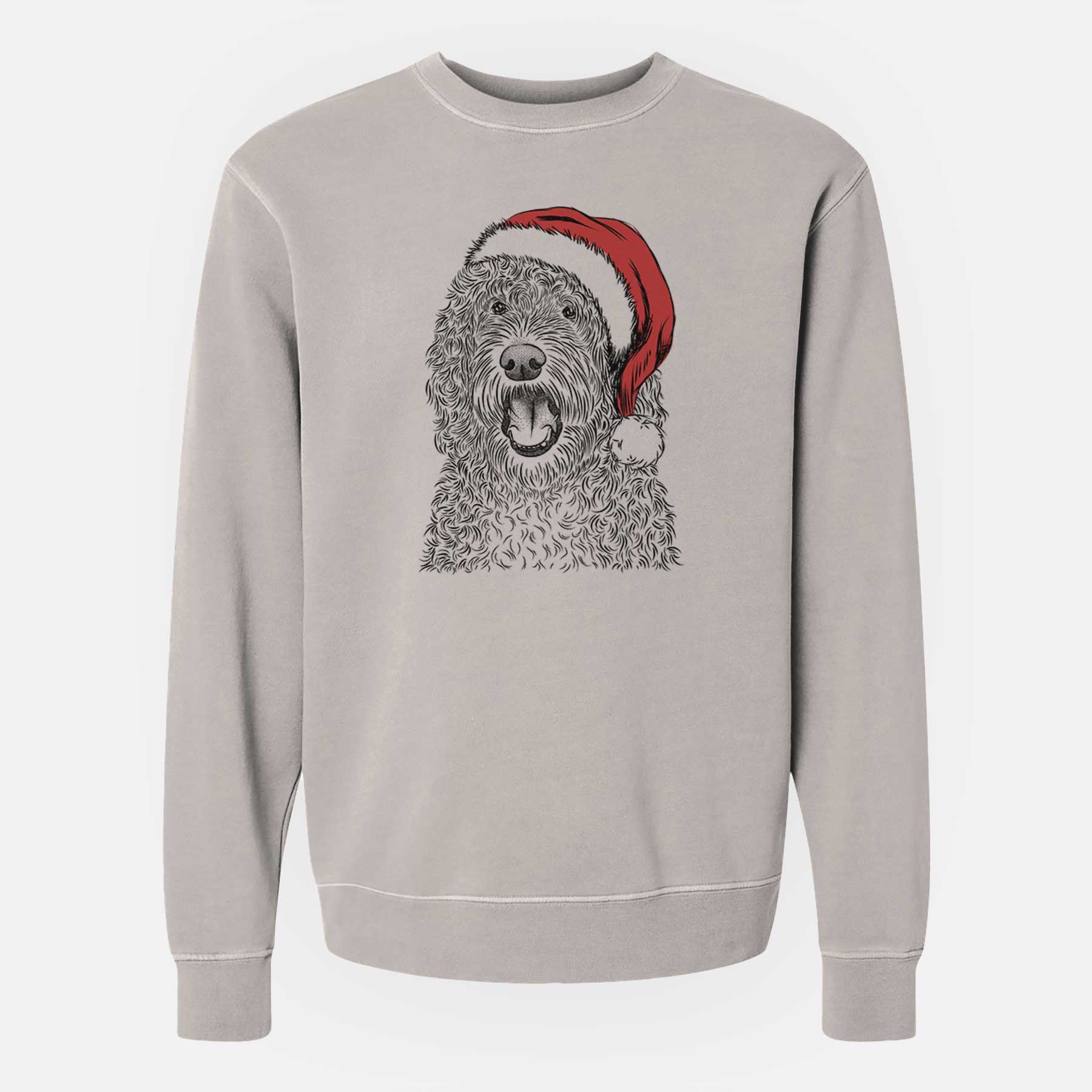 Santa Phillip the Portuguese Water Dog - Unisex Pigment Dyed Crew Sweatshirt