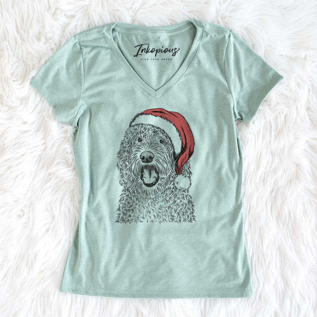 Santa Phillip the Portuguese Water Dog - Women's V-neck Shirt